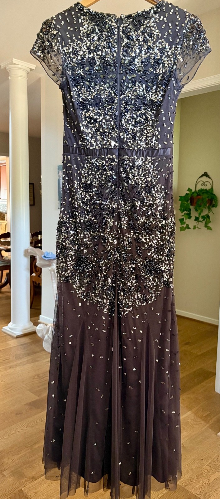 Adrianna Papell full length formal Gown in Gunmetal gray – Sz 4