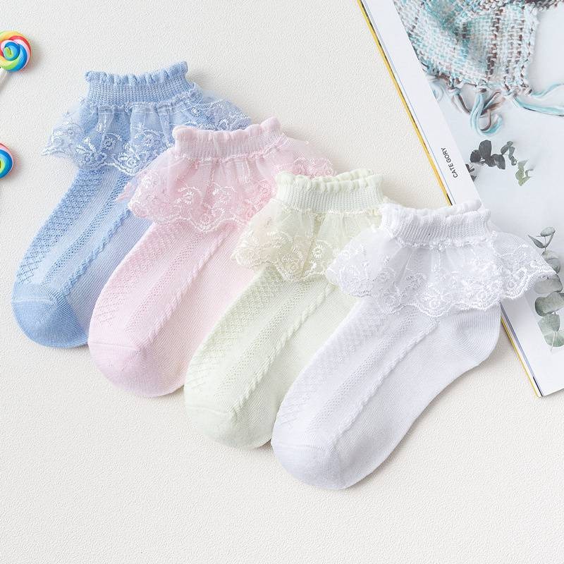 Children’s Lace Socks Thin Summer Cotton Princess Short Socks White Dance