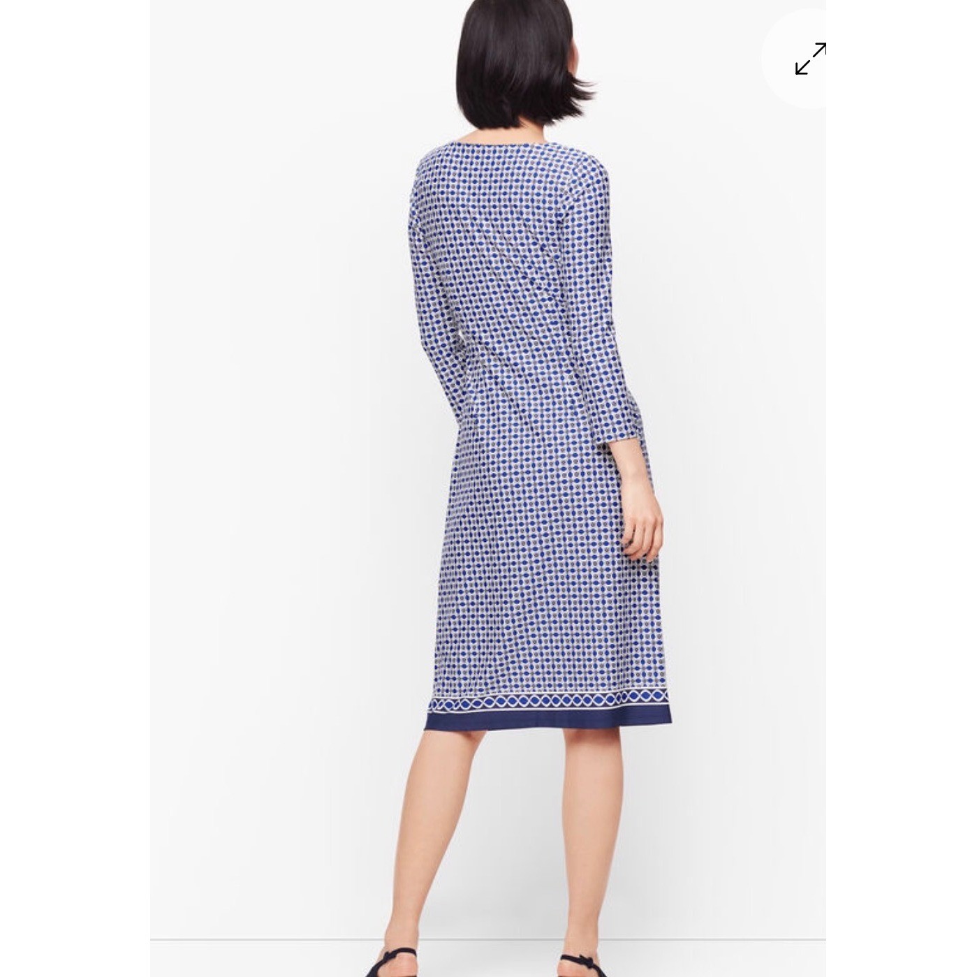 Talbots Faux Wrap Jersey Dress Womens 3X Blue White Excellent Geometric