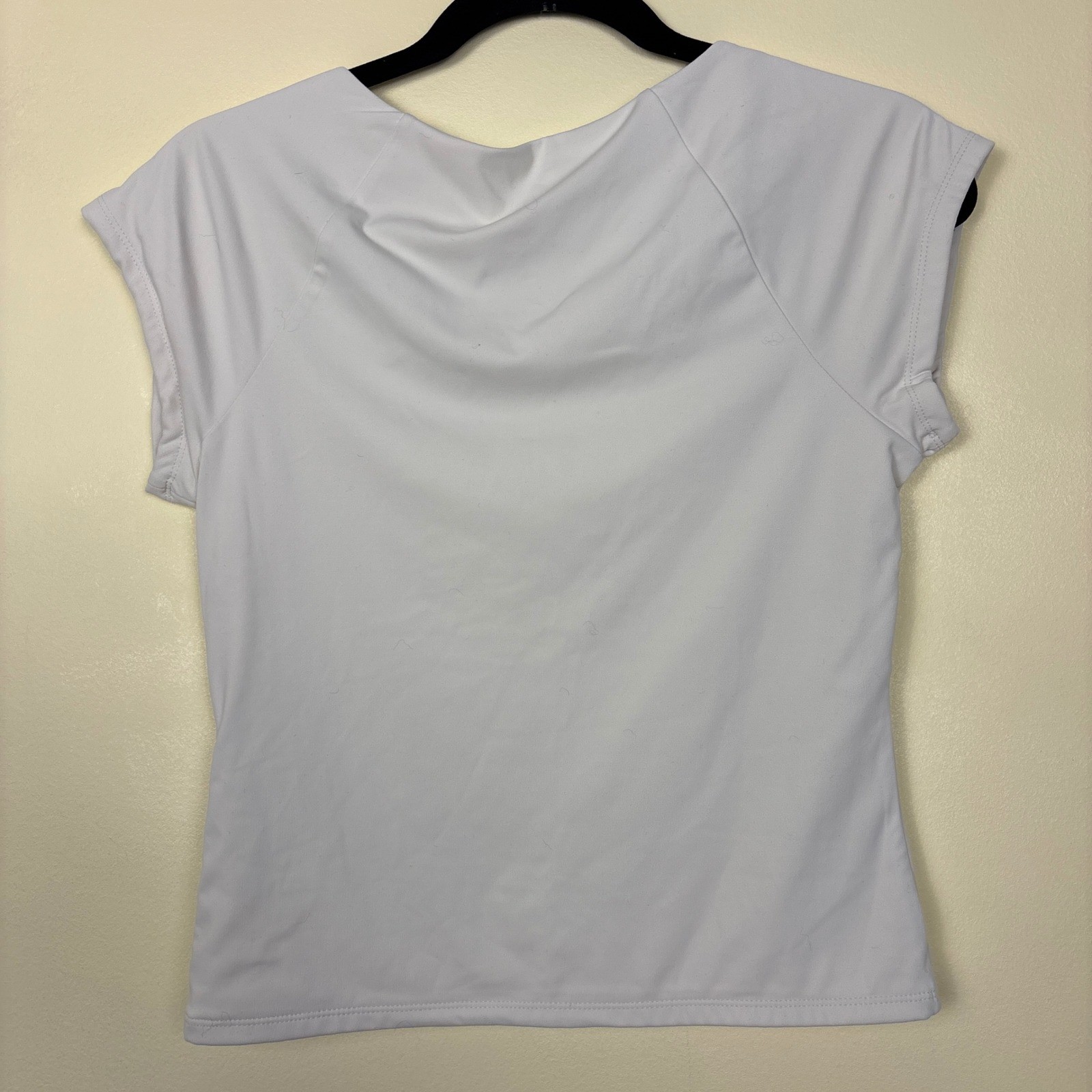 OPEN EDIT Cap Sleeve Top In White Women Size Medium Casual Summer V-Neck Neutral