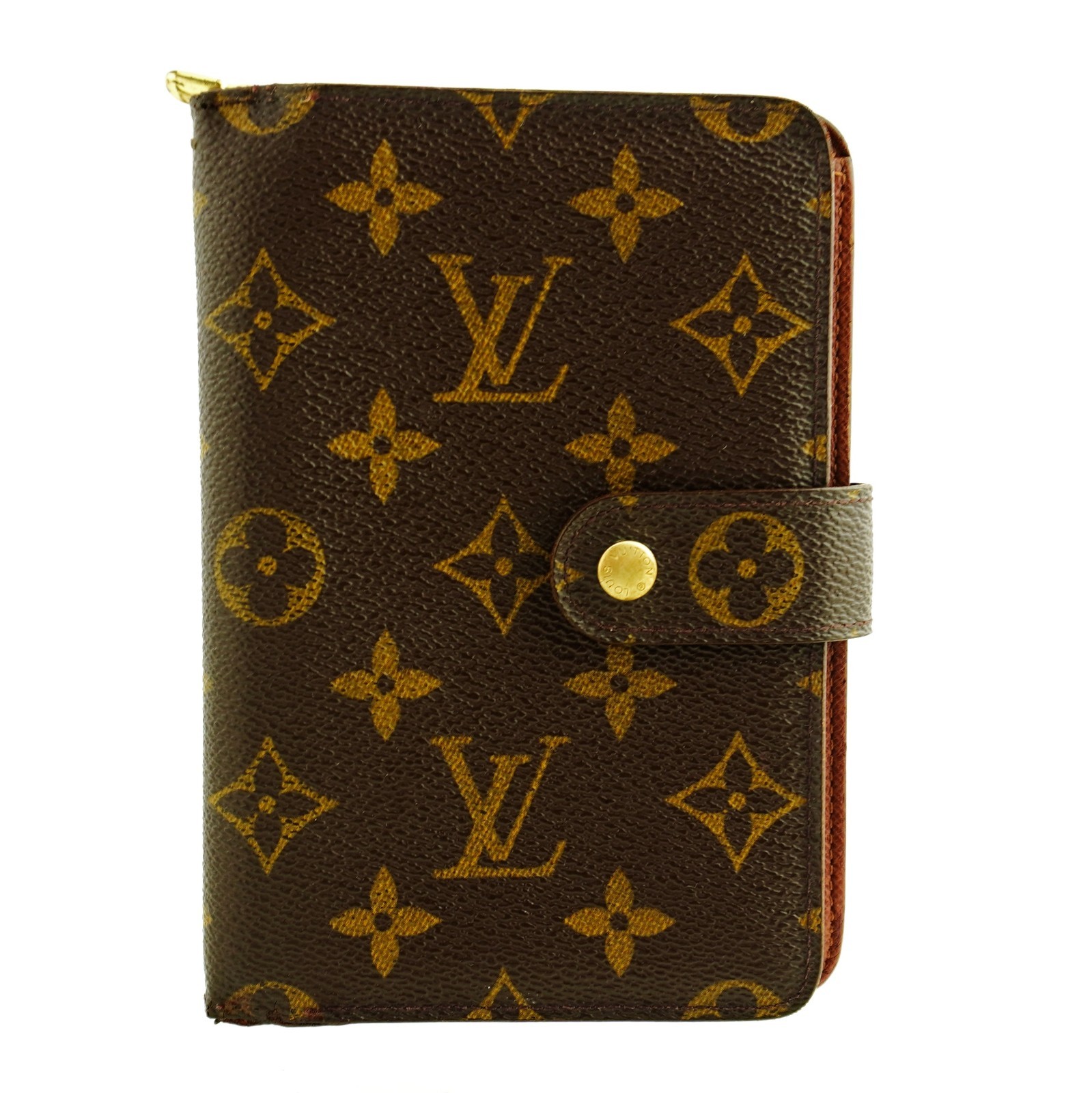 Authentic LOUIS VUITTON LV Monogram Canvas Leather Zippy Passport Clutch Wallet