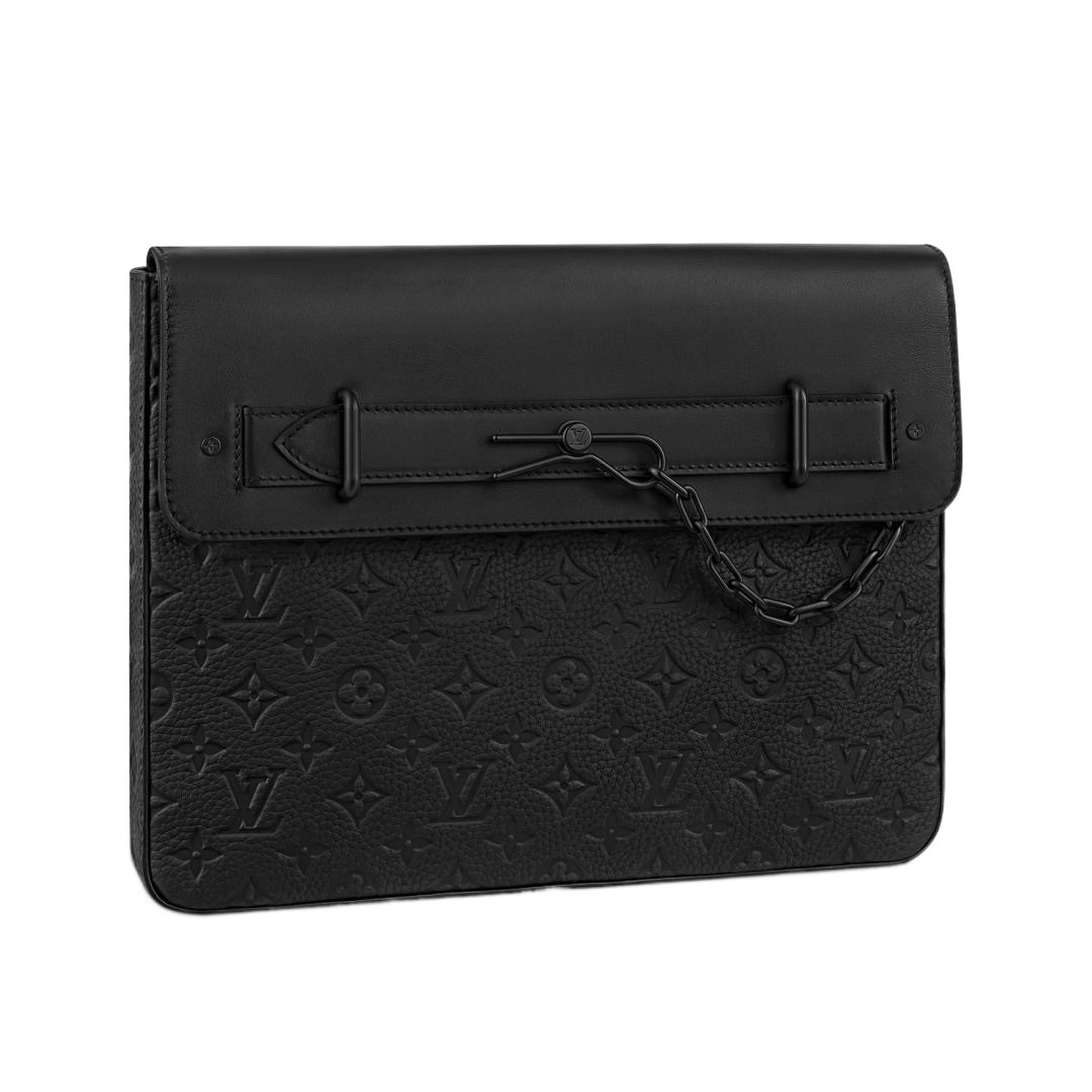 Louis Vuitton Pre-Owned Authentic Steamer Clutch Black Free Shipping 32x22x4cm