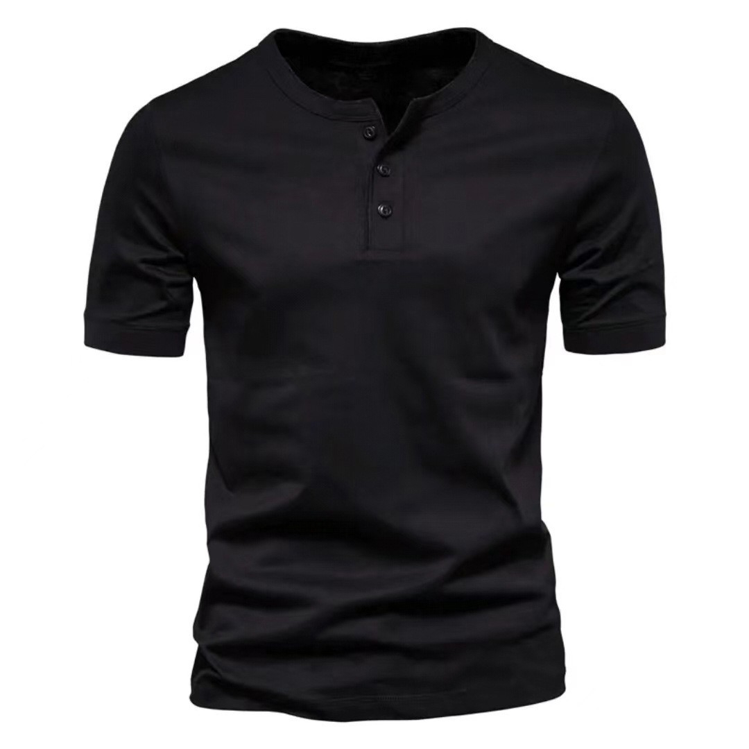 Summer American Retro Crew Neck Solid Color Casual Tee