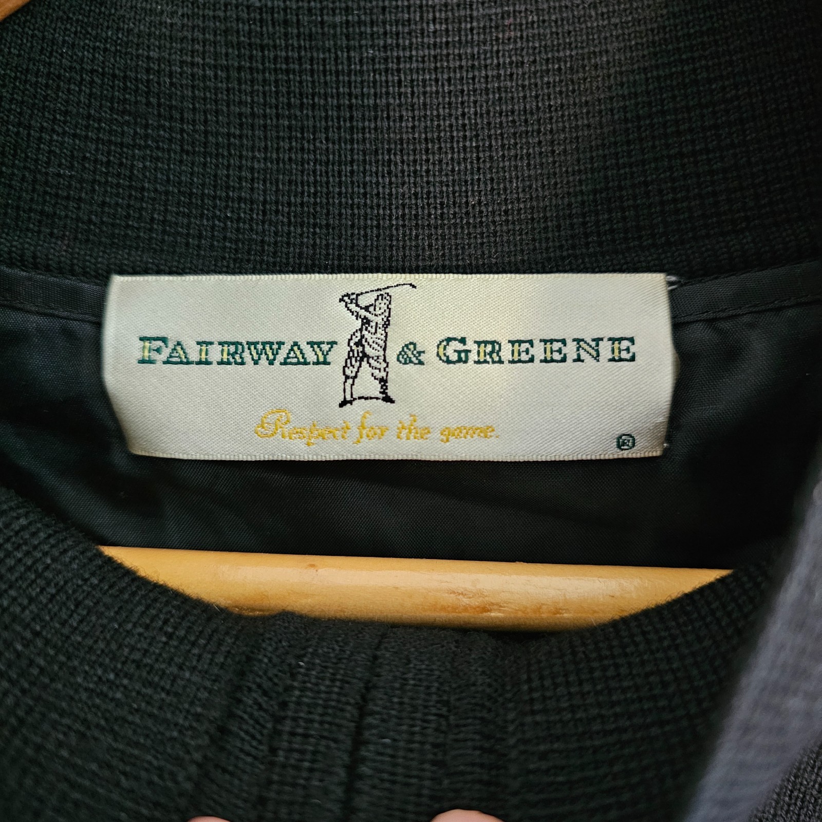 Fairway & Greene 100% Wool Quarter‑Zip Sweater Black Lined Vintage Hong Kong