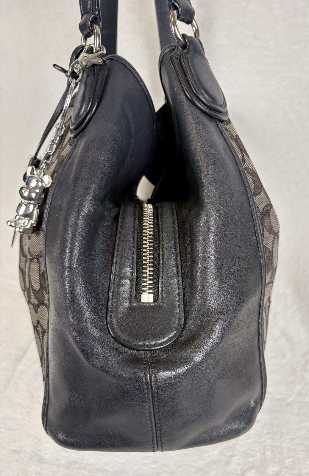 Coach Edie 31 In Signature Jacquard And Black Leather Trim With Charm