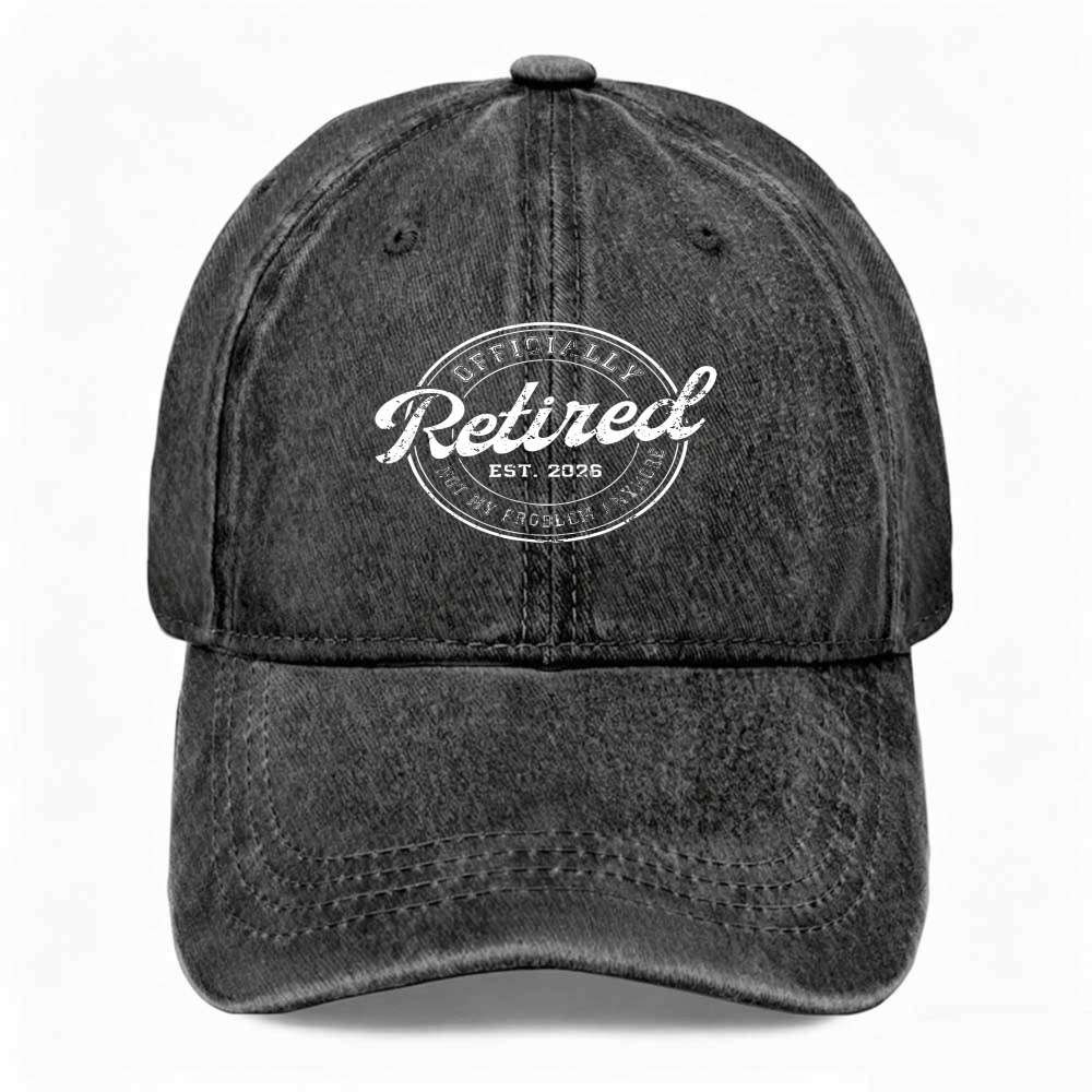 Unisex OFFICIALLY Retired EST. 2026 Funny Dad Hat Vintage Washed Baseball Cap