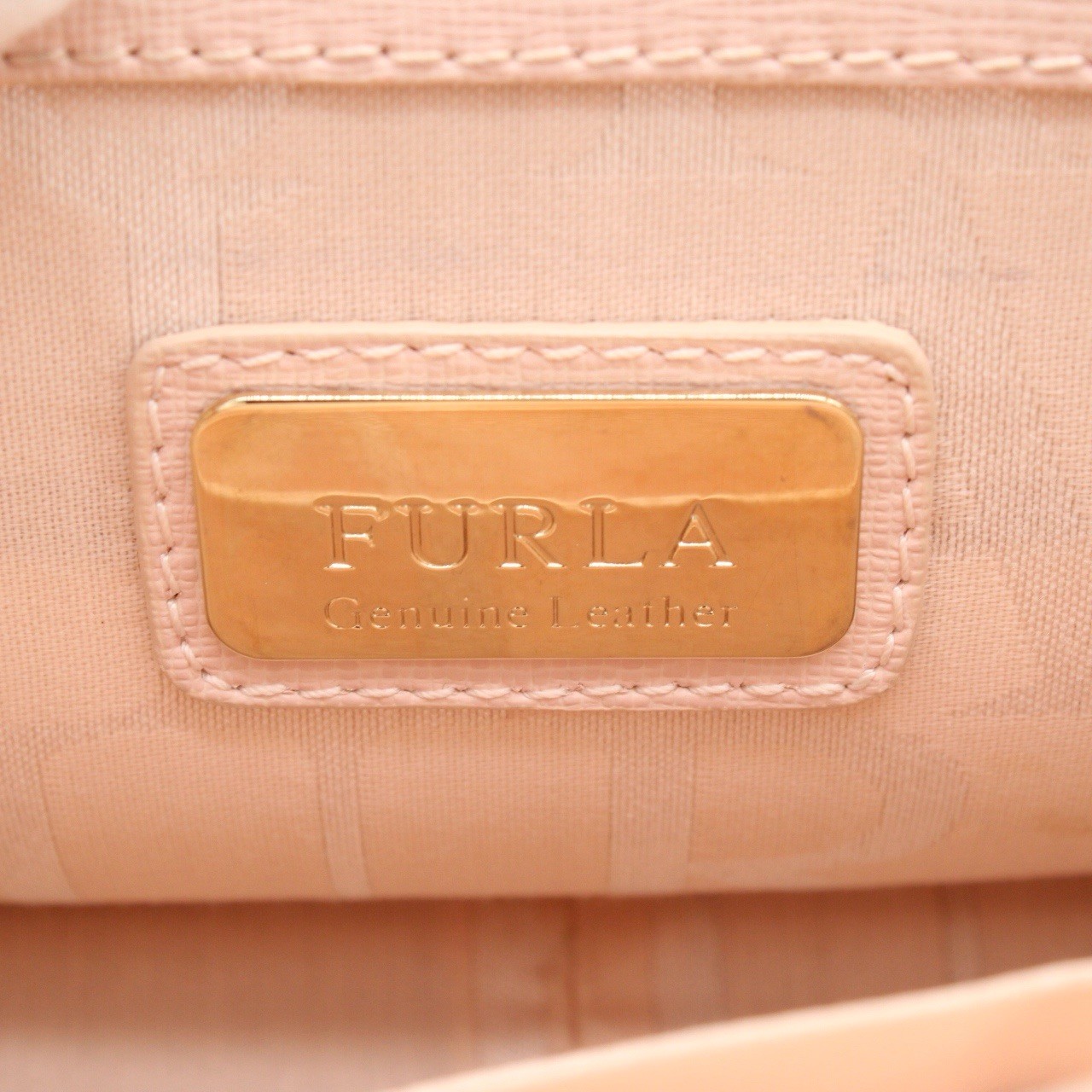 Leather Pink Beige Chain Shoulder Bag Crossbody Gold Hardware