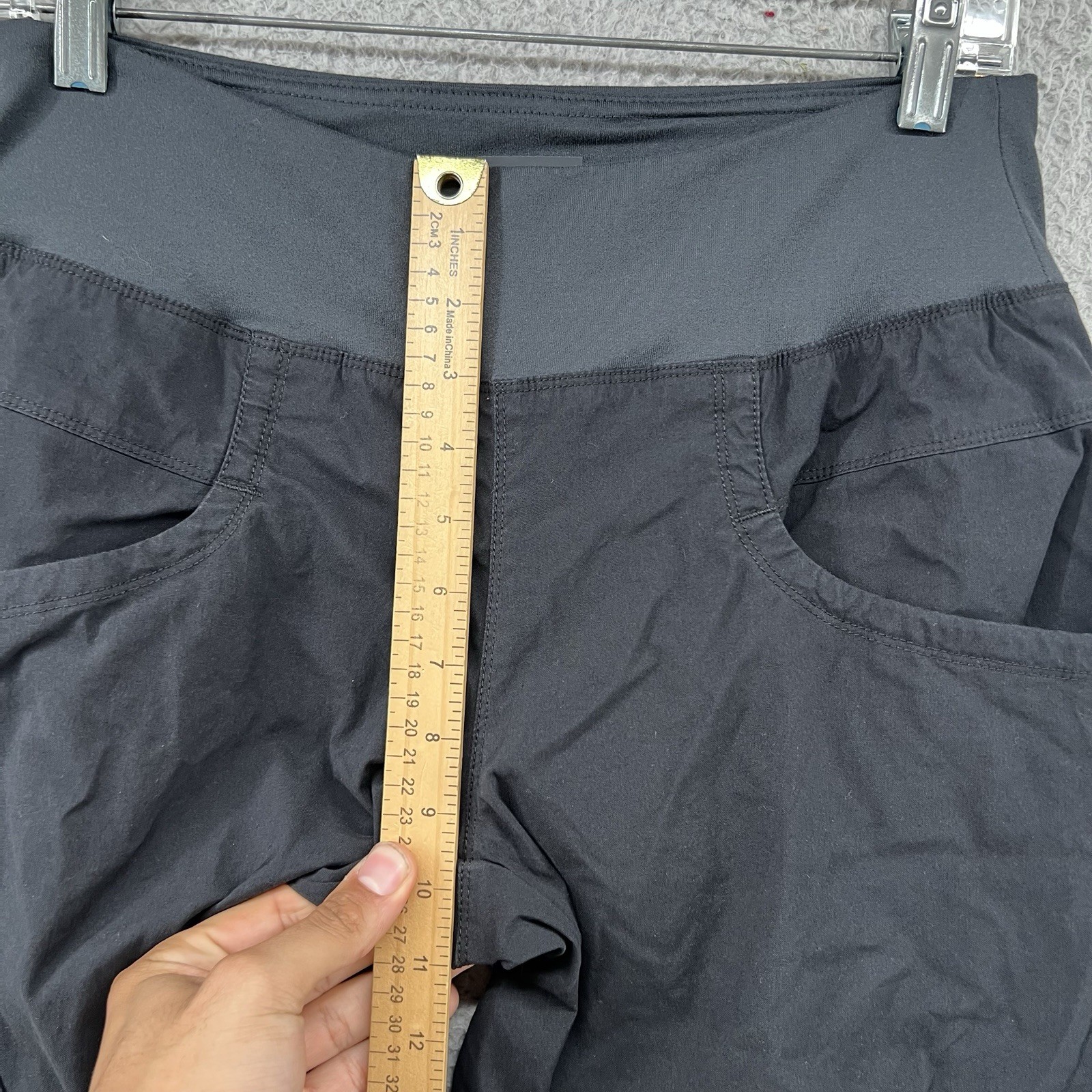 Prana Koen Pants Womens Medium Black Regular Fit Nylon Stretch Hiking Sweatpants
