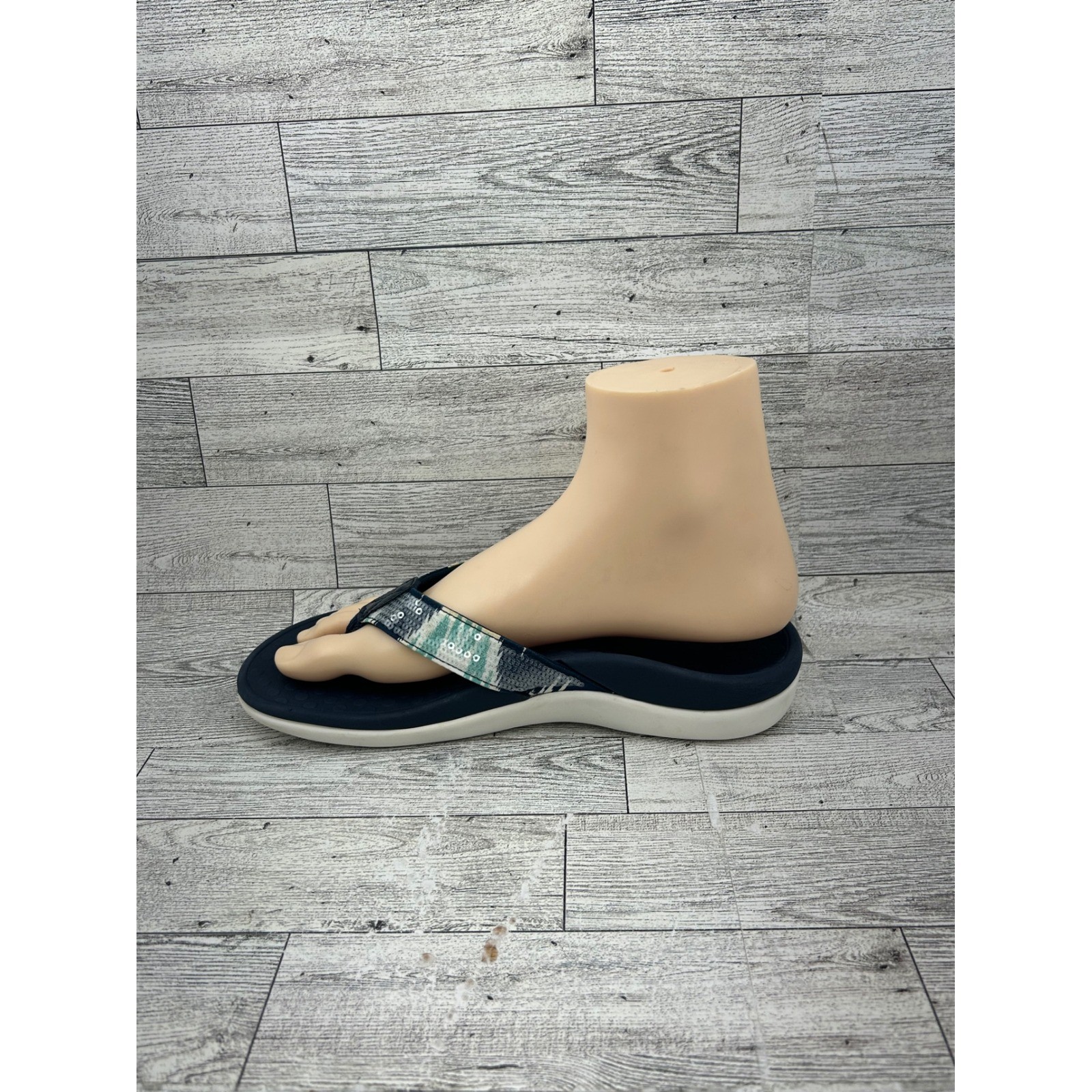 Vionic Tide Sequins Navy Blue Mint Orthotic Thong Sandals Women Size 6 44TIDESQ