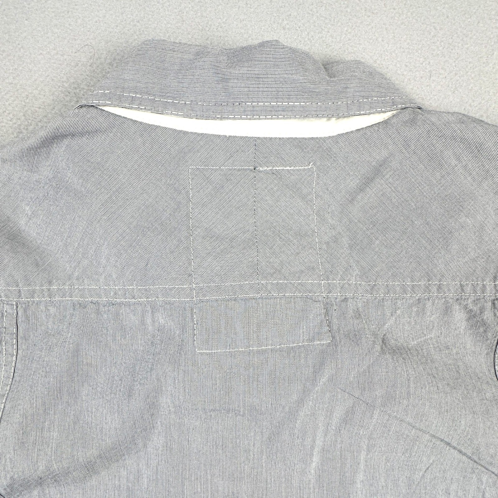 Guess Los Angeles Mens XXL Grey Pinstripe Military Button Down Shirt Epaulettes