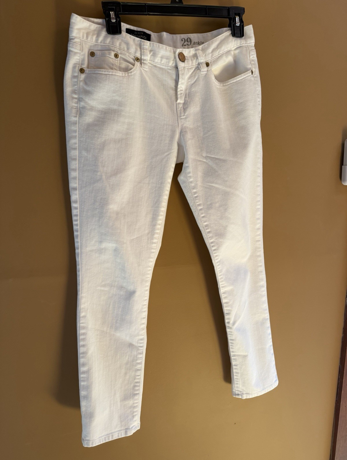 J.CREW Women’s White Denim Skinny Ankle Jeans Size 29 Stretch Cotton Blend