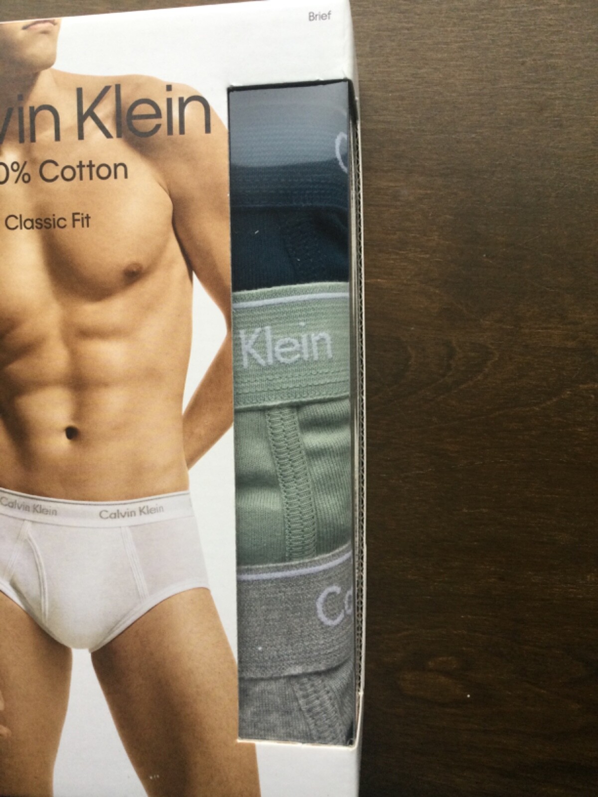 Calvin Klein 100% Cotton Classic Fit 3 Pack Brief New Box Black Navy Gray Green