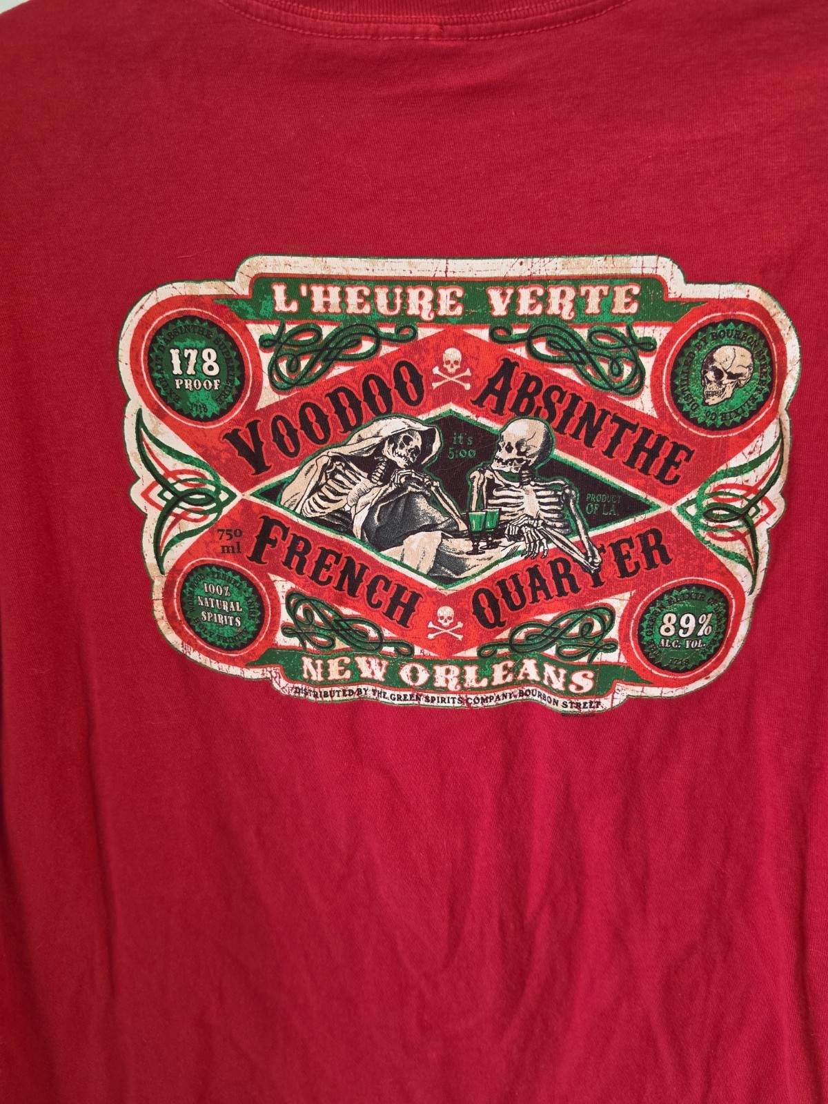 VooDoo Absinthe 178 Proof Shirt Spirits For The Soul French Quarter Red Size L