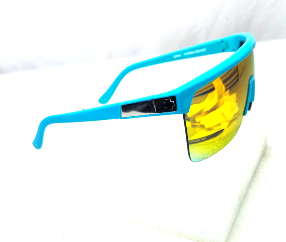 SPY + Matte Teal Flynn 50/50 Shield MIRRORED SUNGLASSES 134-00-140 Scratches