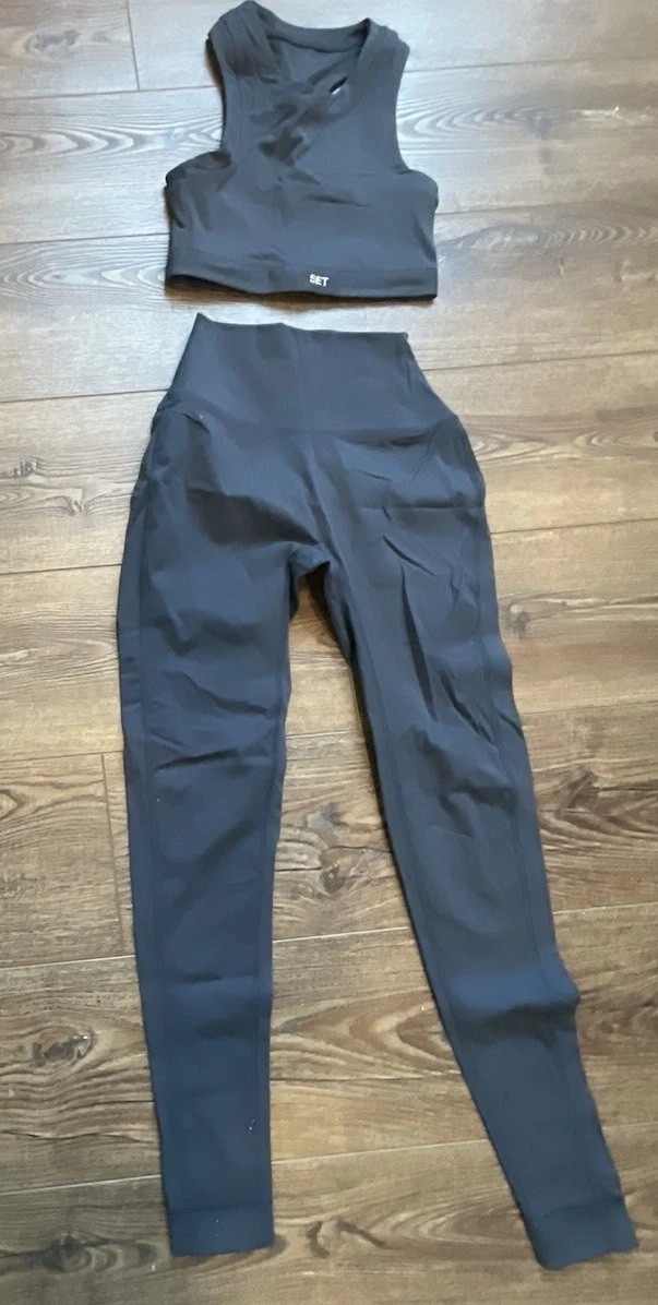 Set Active Sculptflex Gray Black XSmall Leggings And Top