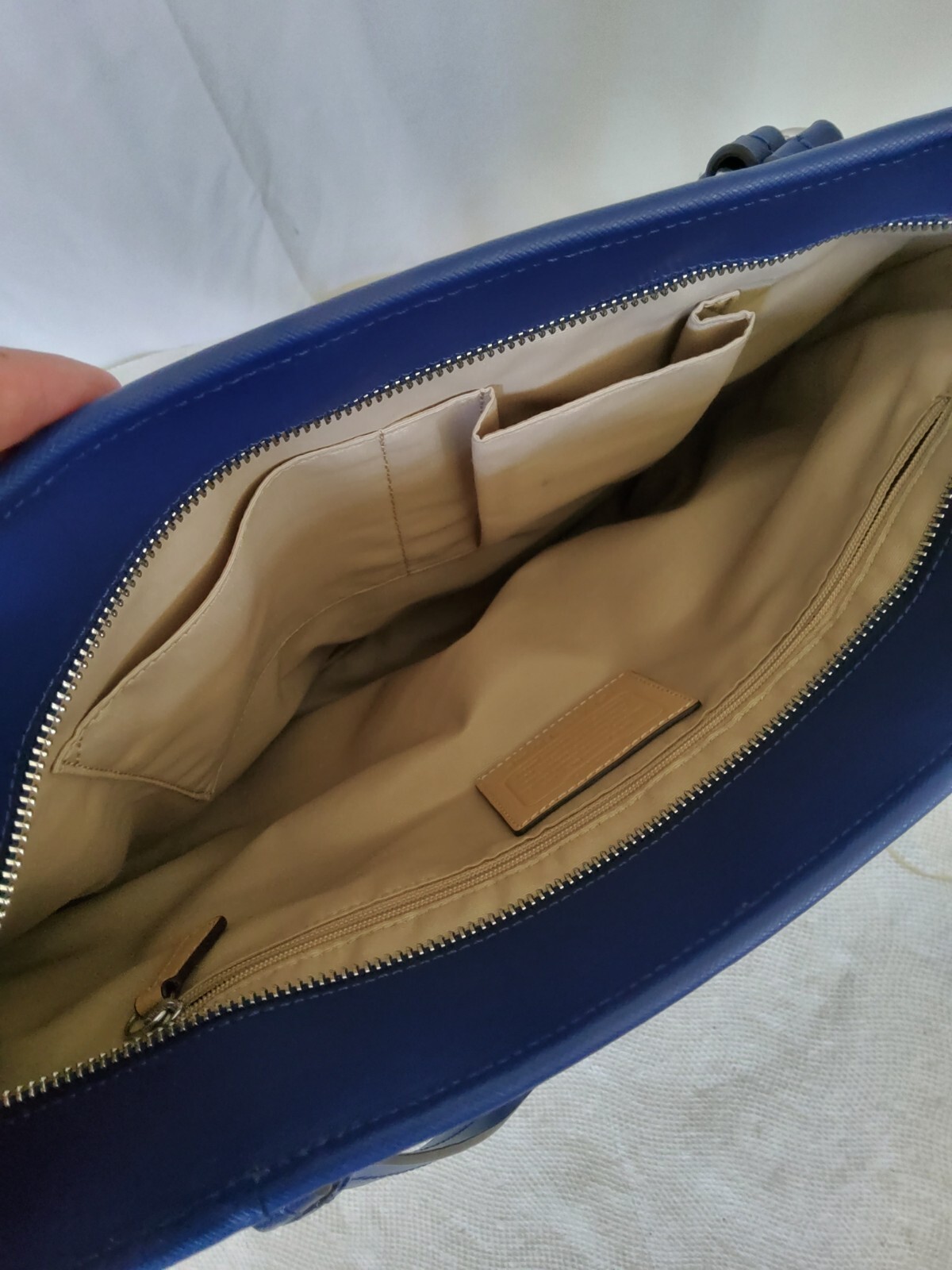 Authentic Coach Deep Blue Leather Tote Purse with COA