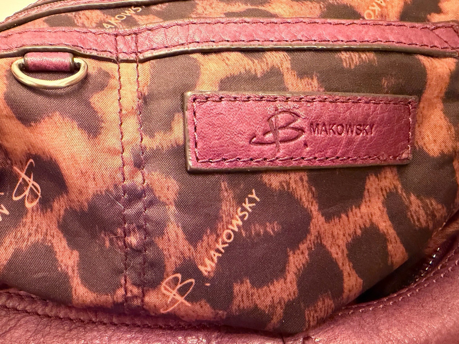 Vintage Y2K B. Makowsky Purple SOFT Leather Shoulder Bag Slouchy Purse 11.5”x15”