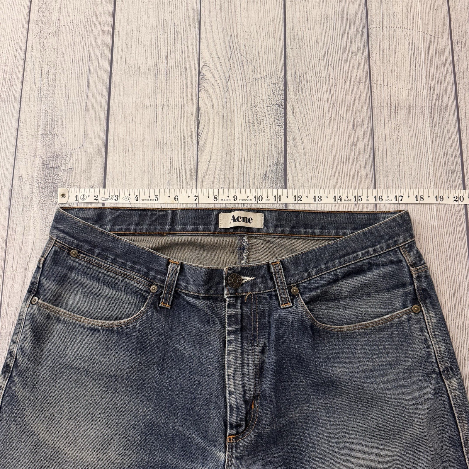 Acne Studios Max Raw Straight Leg Jeans Men 35×32 Blue Denim Made In Albania