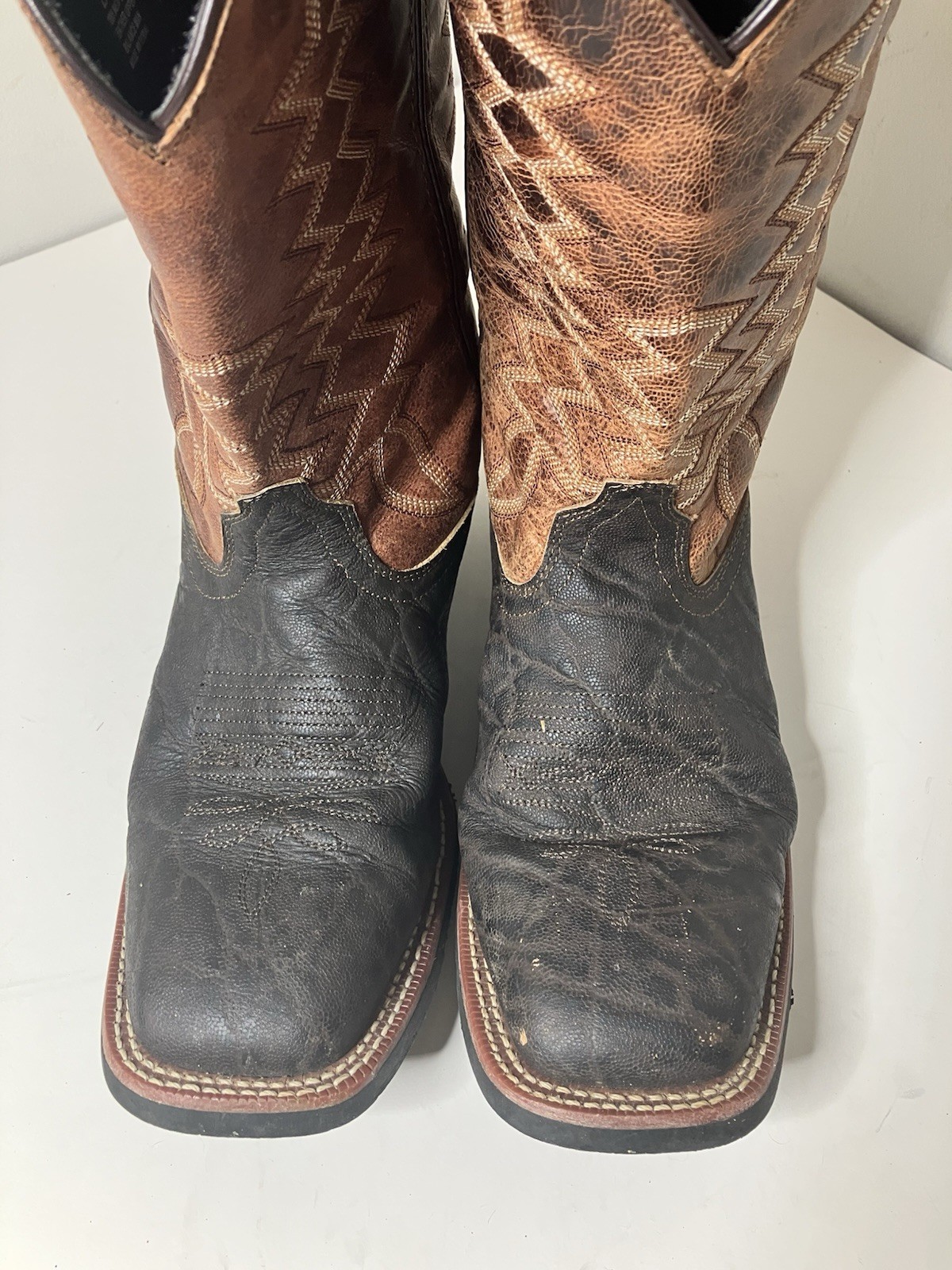 Laredo 7855 Cowboy Boots Men 8.5 EW (extra wide)Brown Leather Western Square Toe
