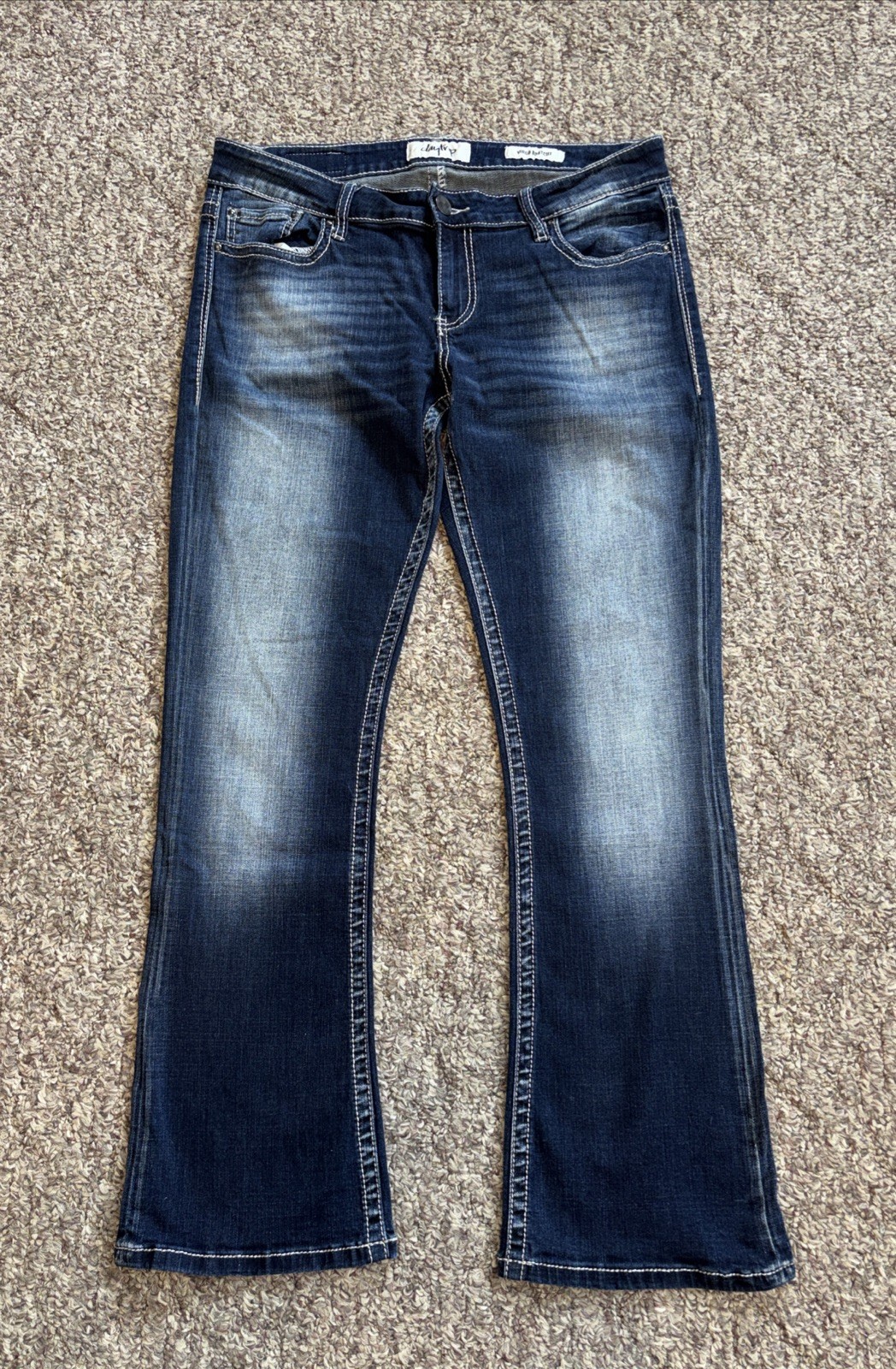BUCKLE DAYTRIP VIRGO BOOTCUT Womens Size 31R Midrise Stretch Jeans 34×30.5 EUC