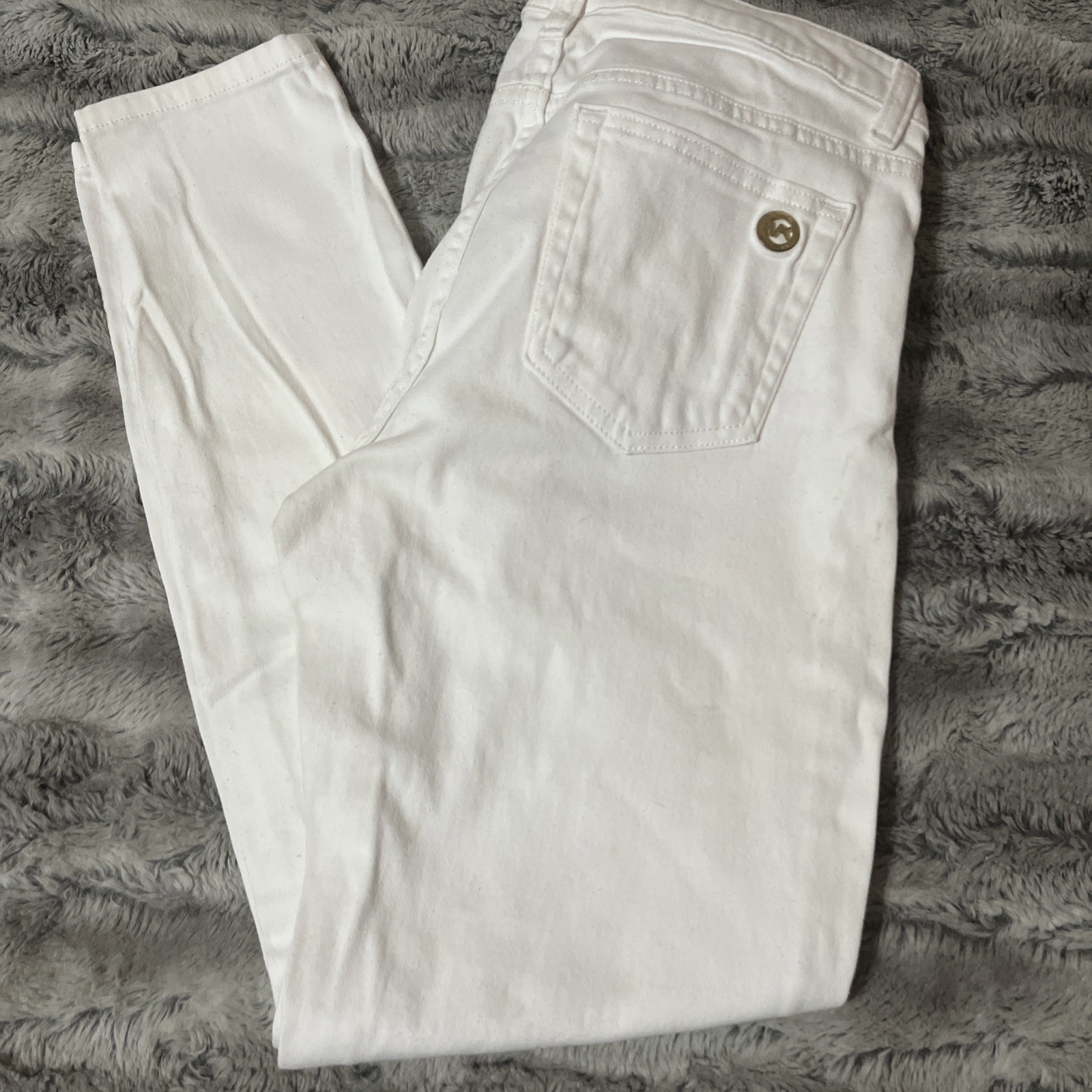 Michael Kors Izzy Skinny Jeans Womens 8 White Cotton Trendy Streetwear