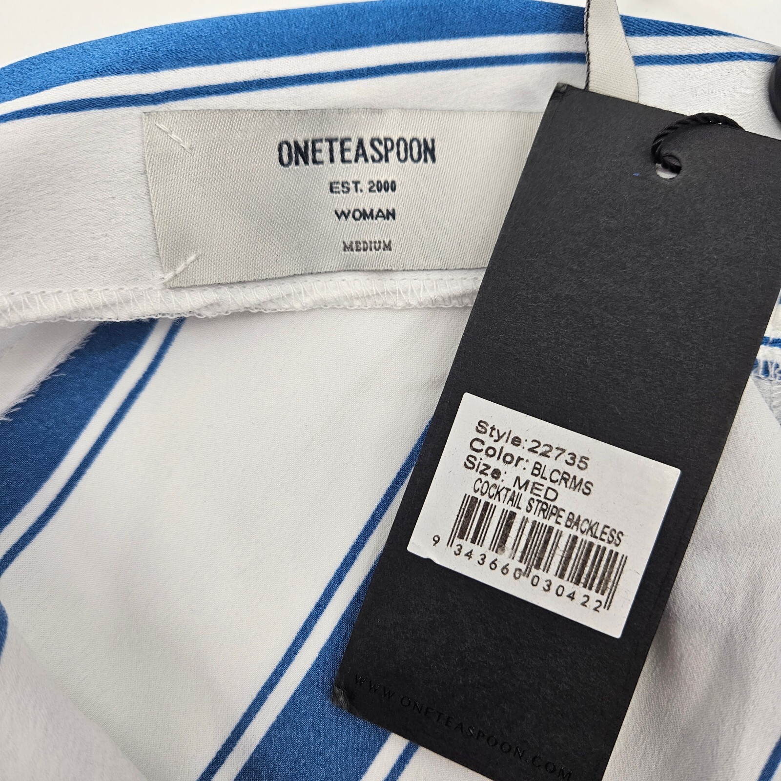 New One Teaspoon Cocktail Stripe Backless Top Womens M Blue White Stripe