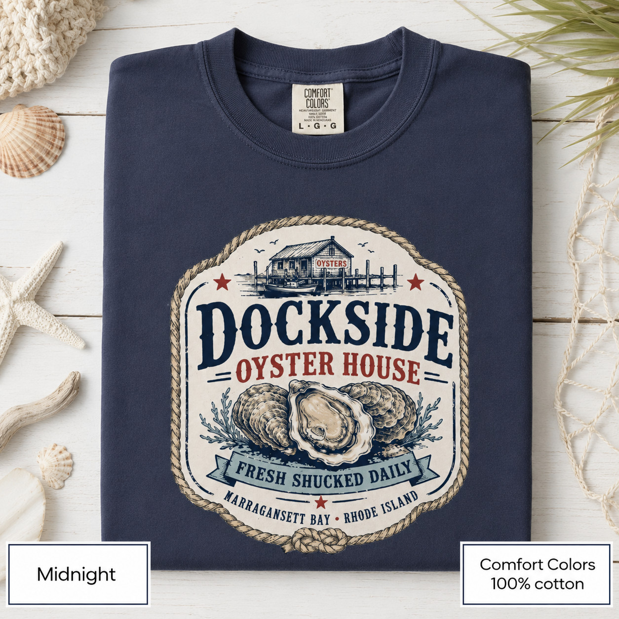 Dockside Oyster House Shirt, Coastal Comfort Colors Rhode Island Tee