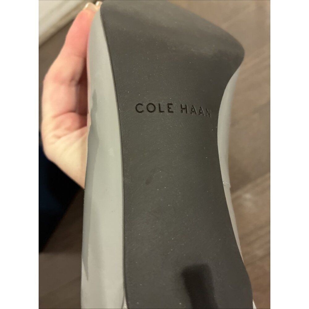Cole Haan Gray Pointed-Toe Patent Leather Pumps