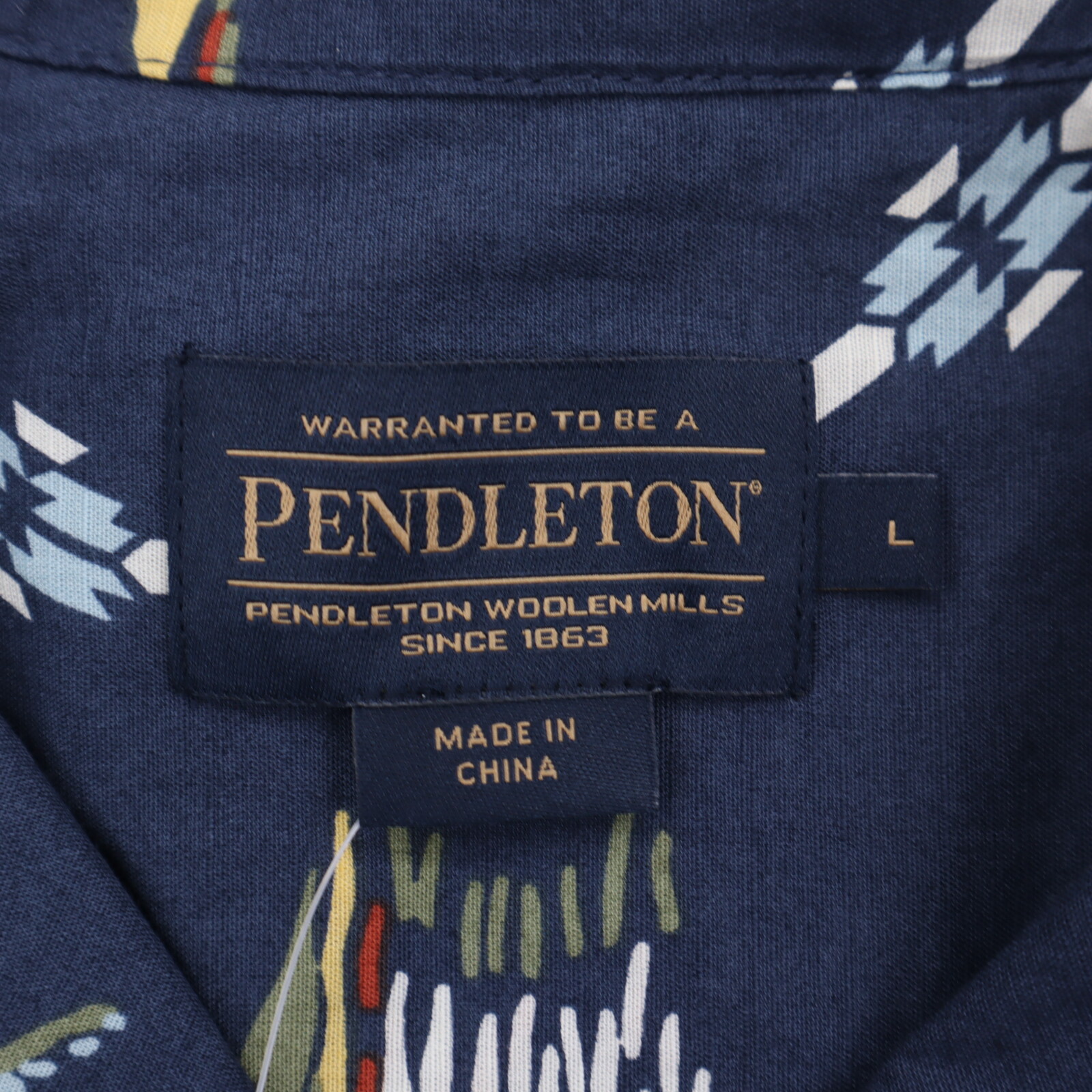 Pendleton Loop Collar Camp Shirt Mens Large Button Up Blue Aloha Hawaiian NWT