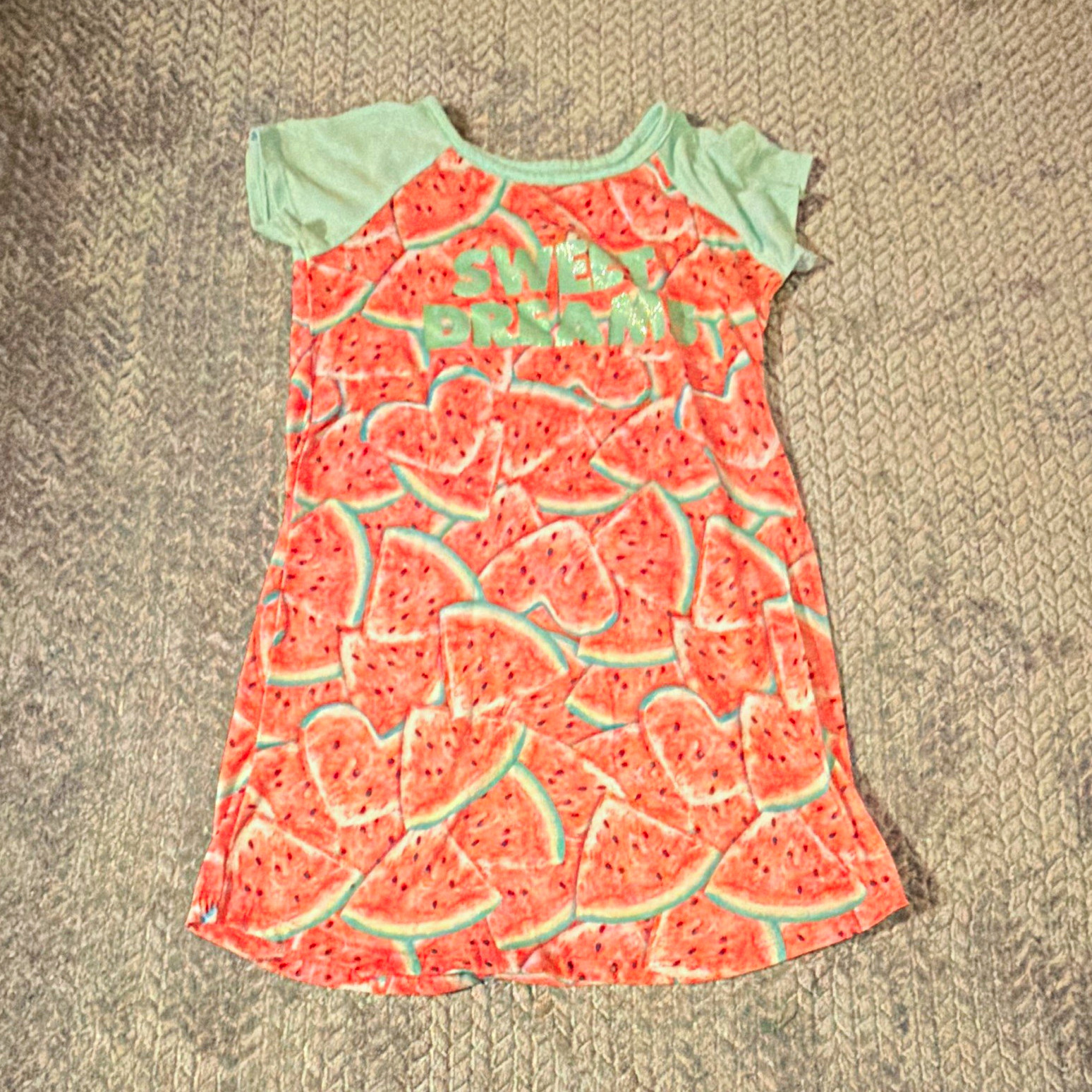 Wonder Nation Girls Watermelon Print Short Sleeve Pullover Nightgown M (7-8)