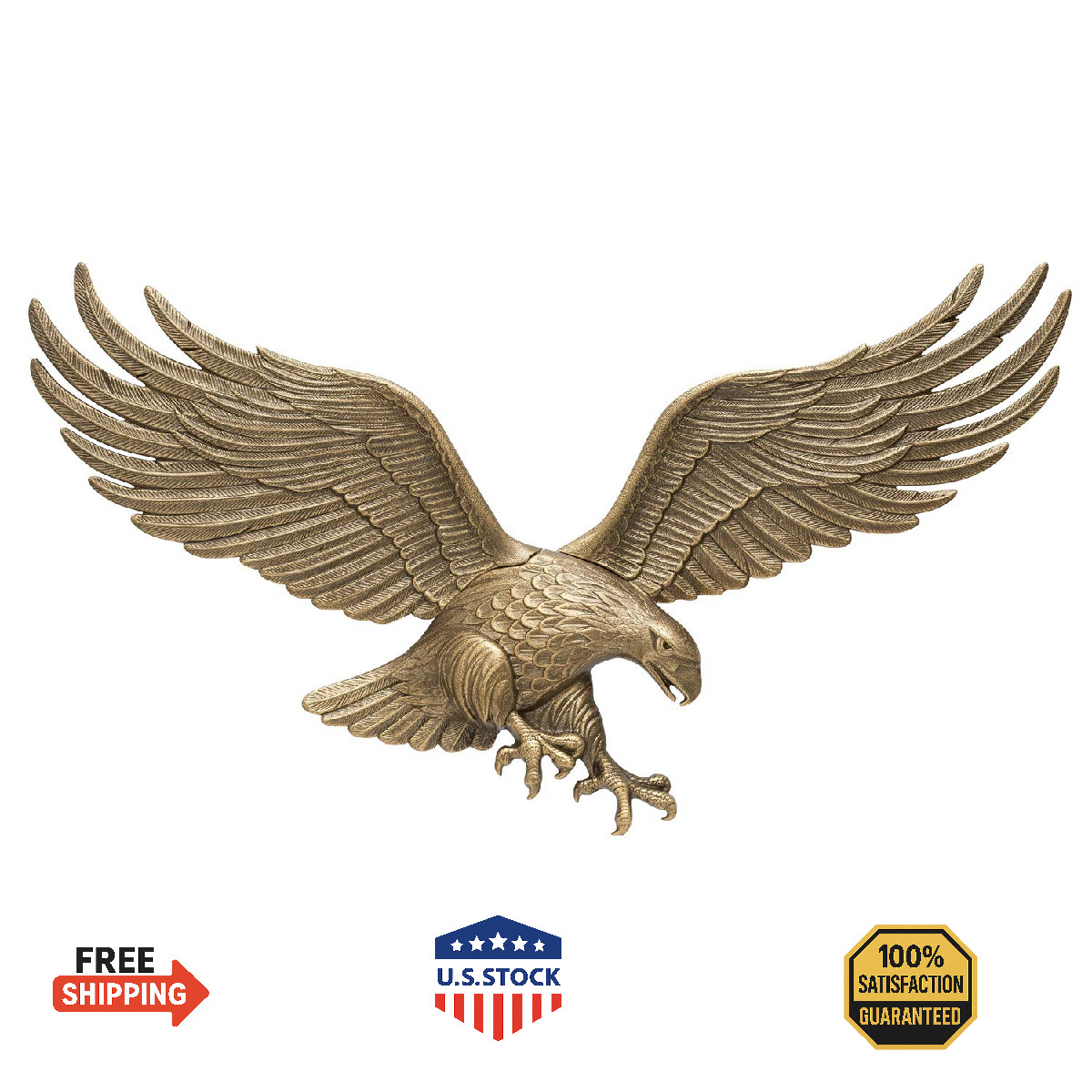 Whitehall Products Antique Brass Wall Eagle 00755, 36 inches wide by 11 inches h