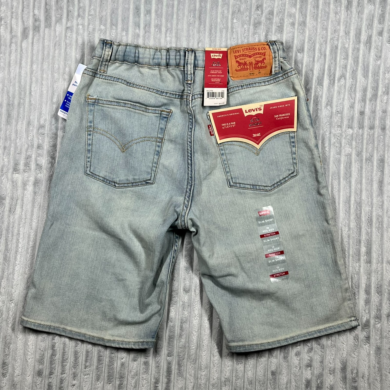 Levi’s Slim Short Youth 18 Reg Light Wash Stretch Comfort Adjustable Waistband