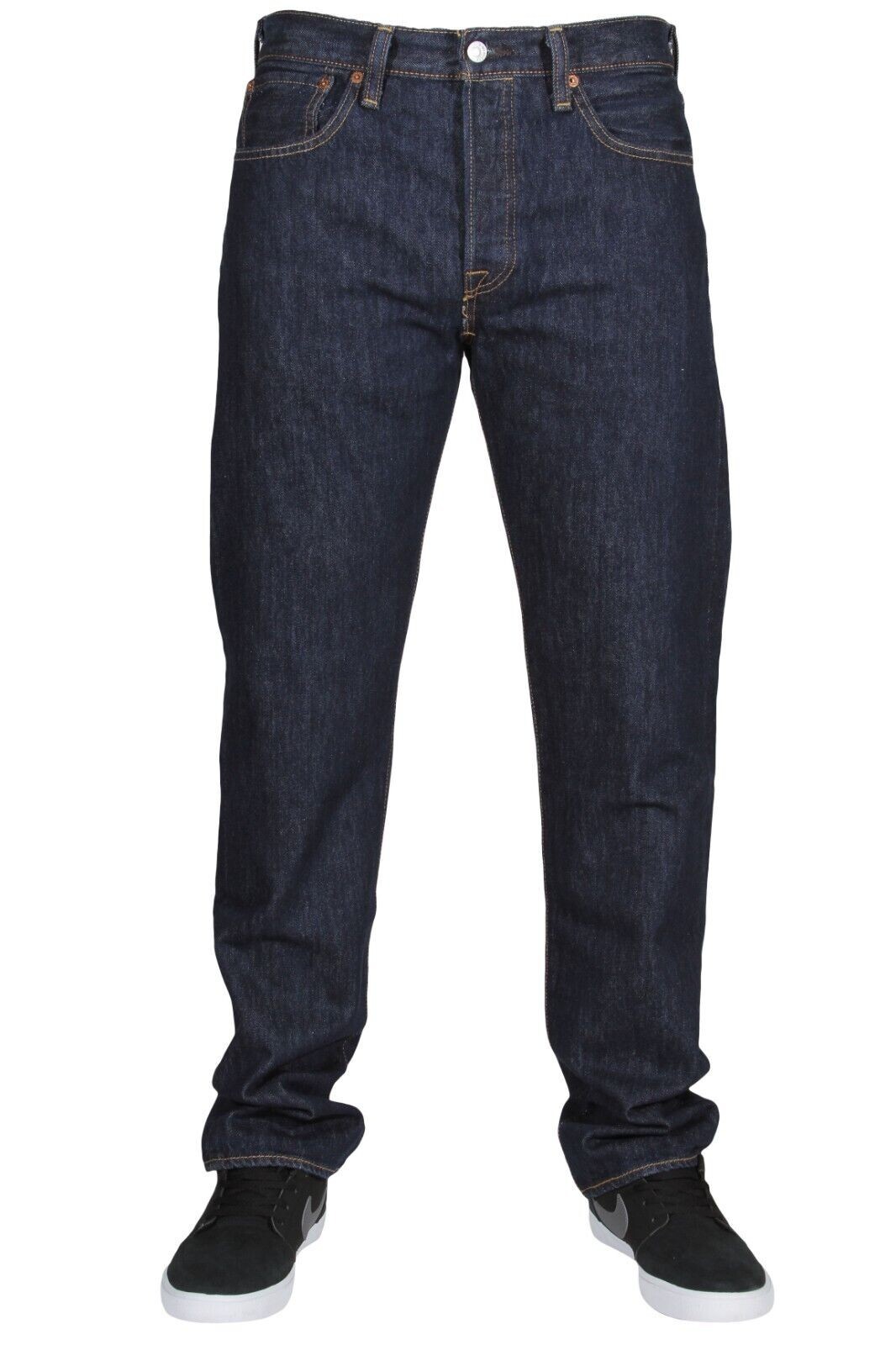 Levis 501 Original Fit Men Jeans Straight Leg Button Fly Cotton Rinse Blue 38×30