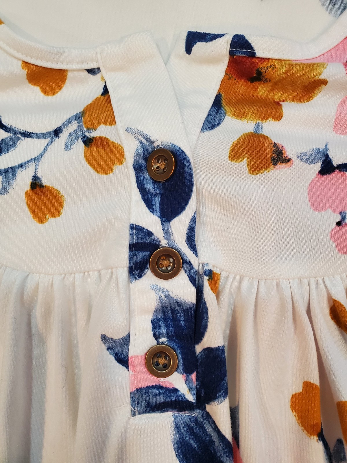 Women’s Top & Pants Set Long Sleeve Pull-On Size 2XL Floral Ivory Pink Blue
