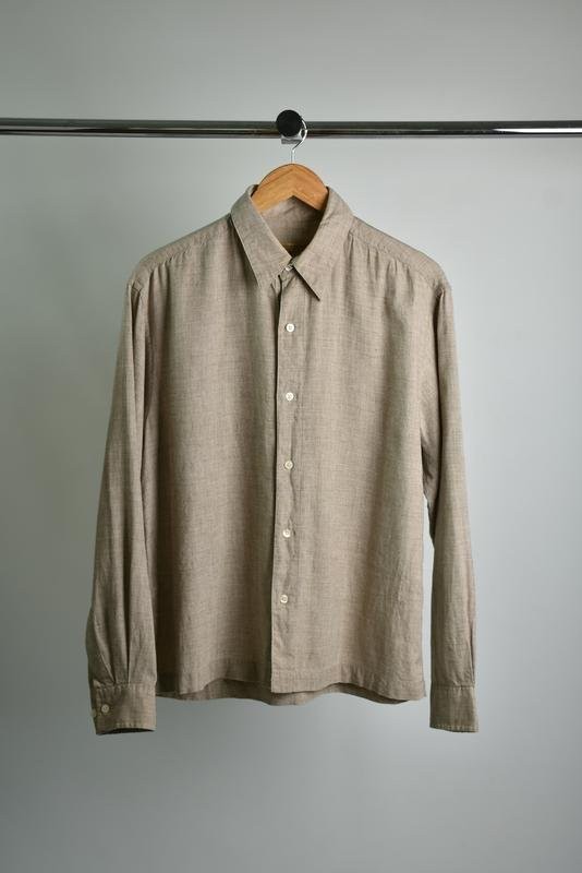Men DKNY Shirt Brown Wool Linen 38 / M / 46