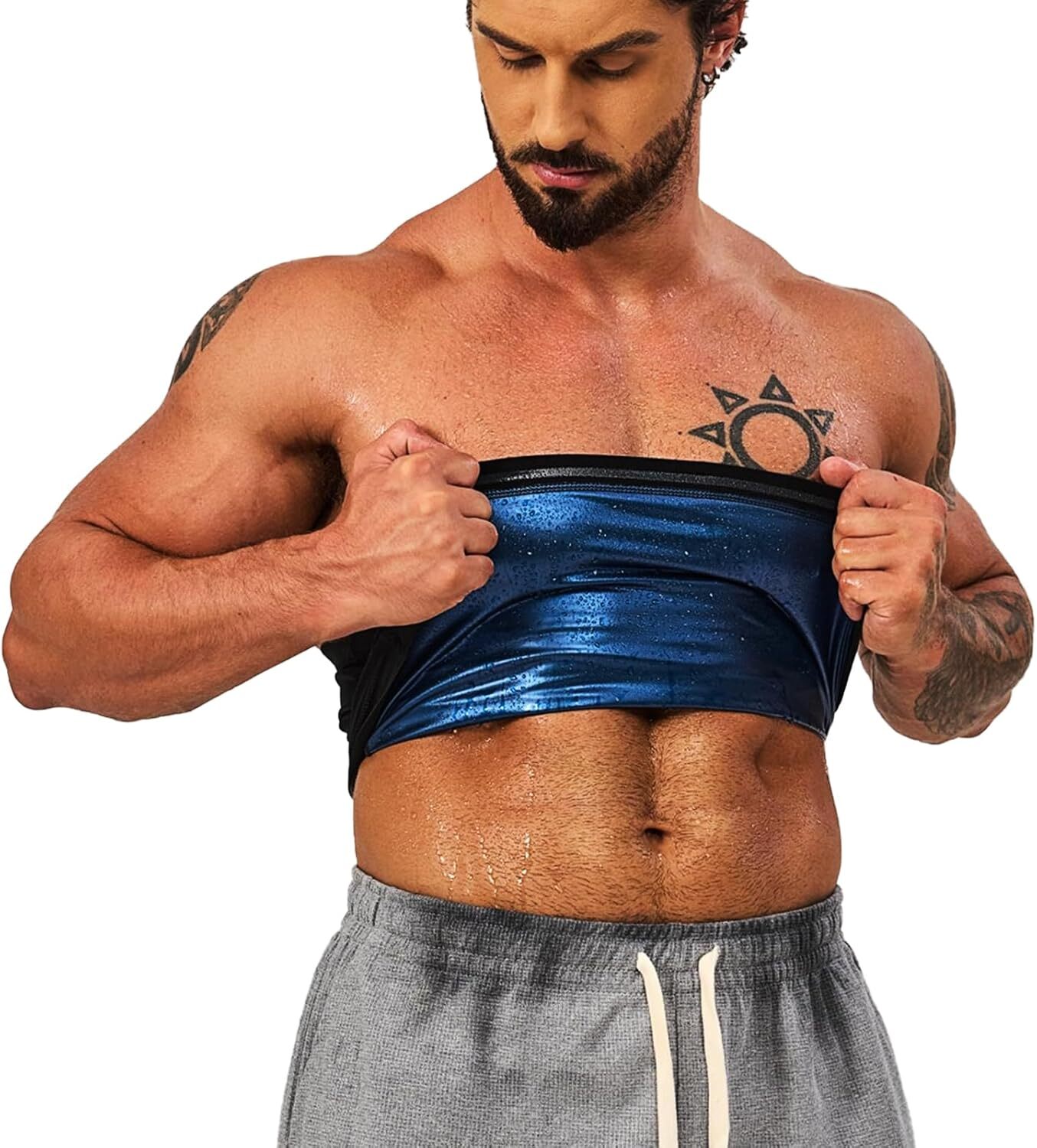 Mens Heat Trapping Waist Trainer Sweat Body Shaper Thermo Sauna Belt Weight Loss