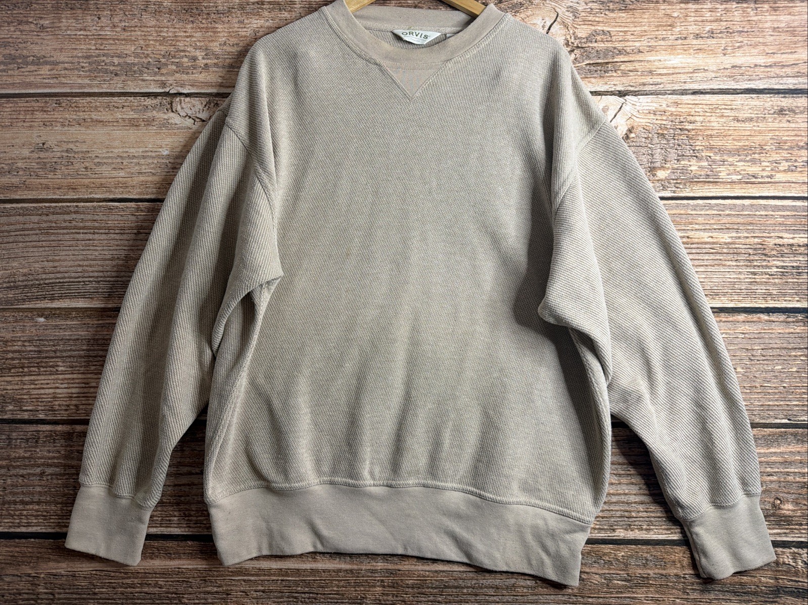 Vintage Orvis Sweater Sweatshirt Leather Elbow Patches Crew Neck Mens XL