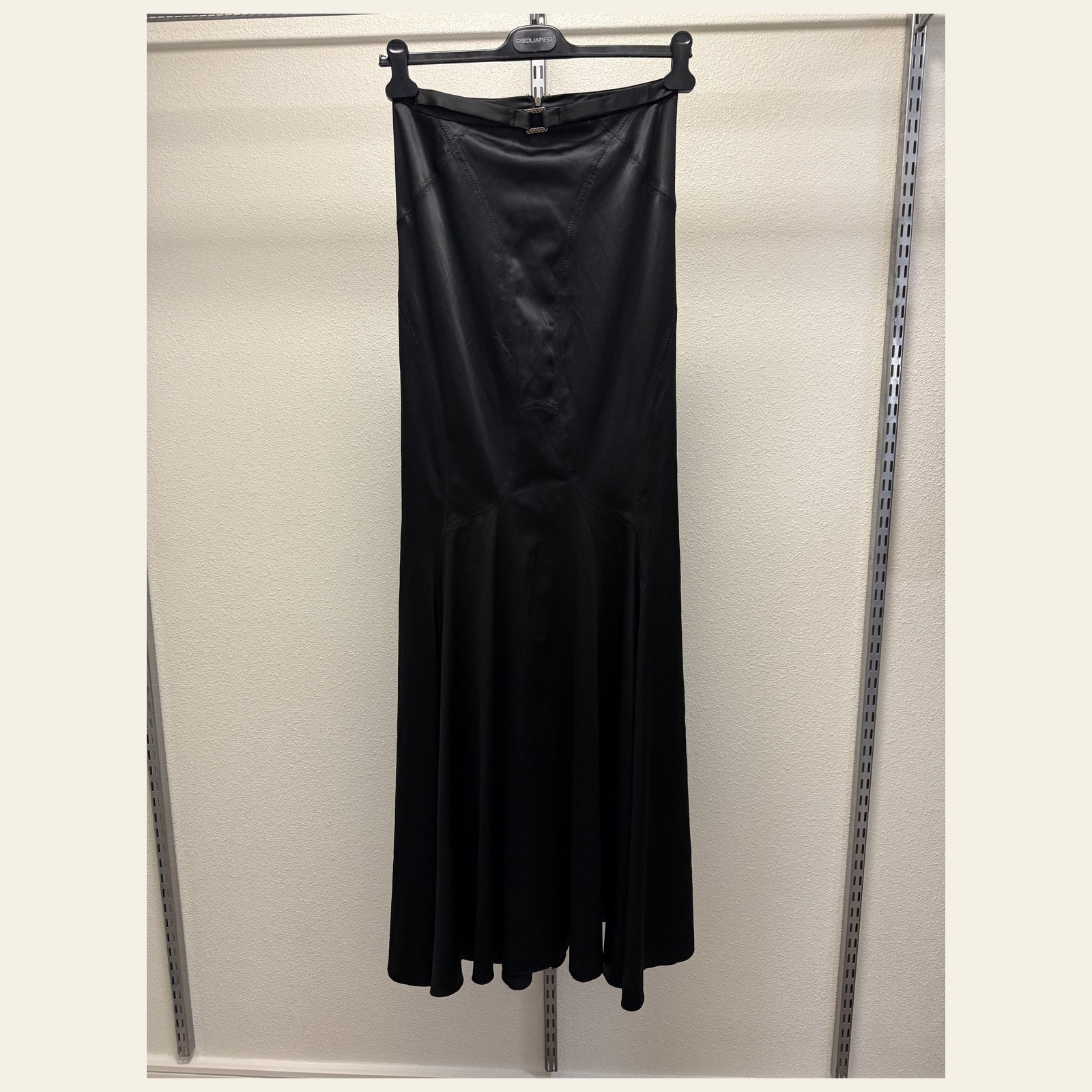 Just Cavalli Black Satin Corset Bustier Top Mermaid Maxi Skirt Set IT 44 42