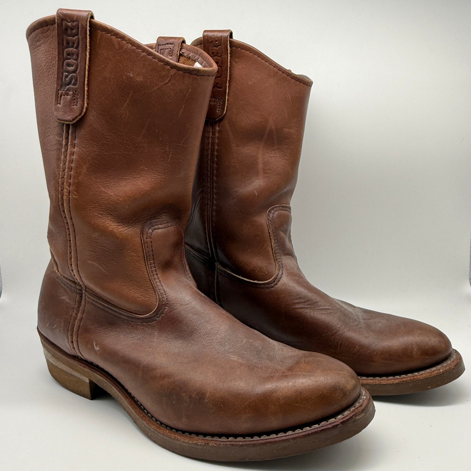 Red Wing Pecos 1155 Boots Mens 9.5 D Brown Leather Pull On Western Work USA