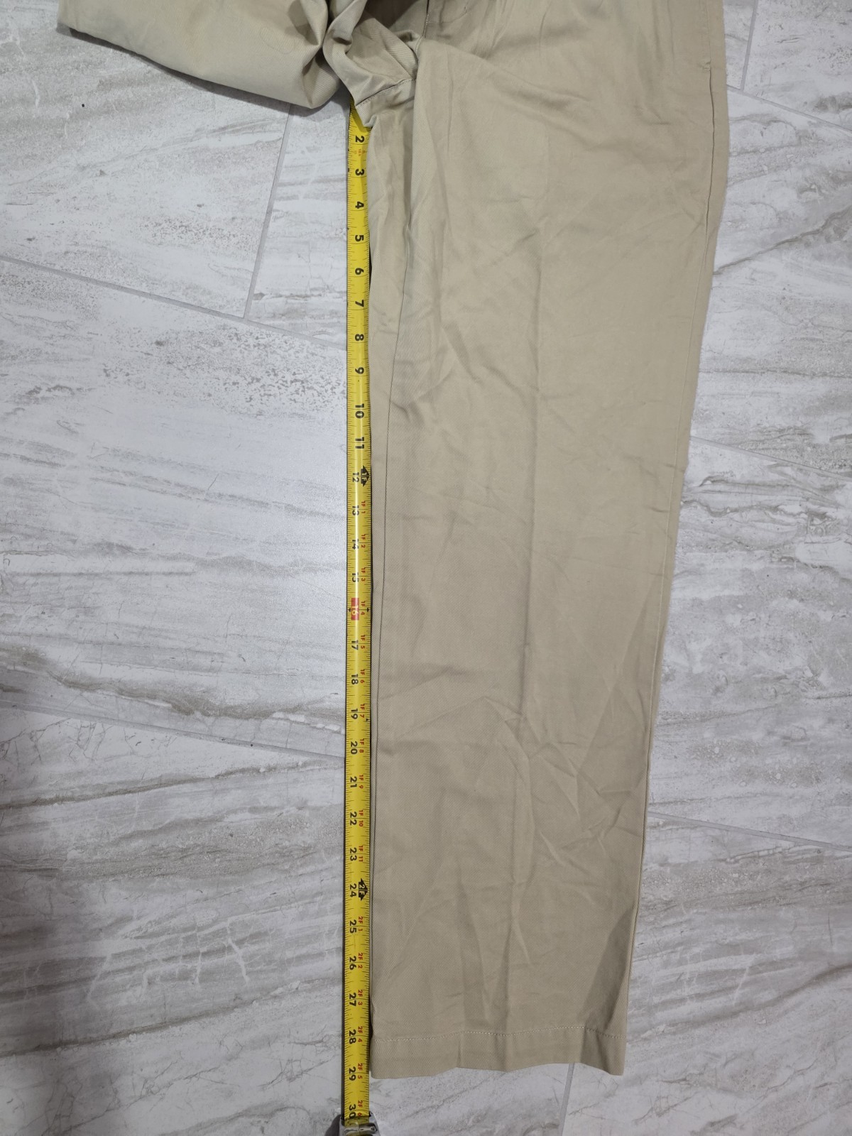 Lands’ End Men’s Beige Cotton Twill Chino Pants 32 Straight Flat Front NWT
