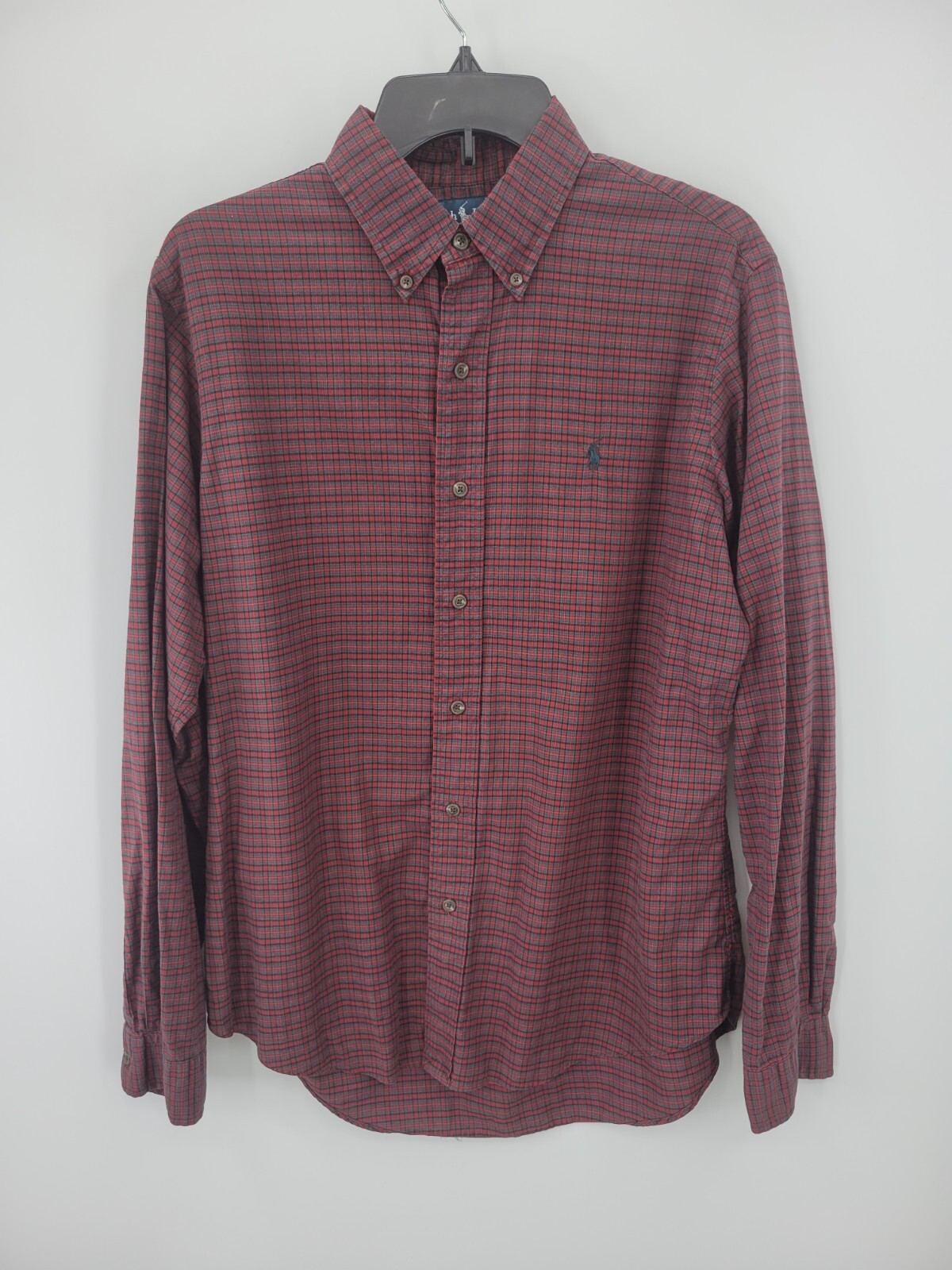 Ralph Lauren Shirt Mens XL Red Plaid Custom Fit Button Down Pony Long Sleeve