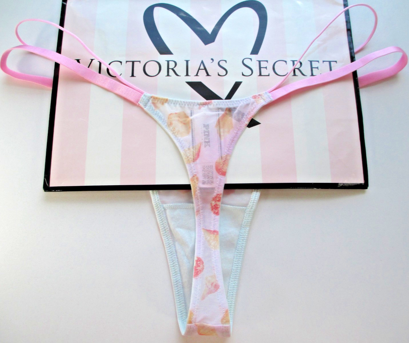 VICTORIA’S SECRET PINK Micro Thong Panty S M L XL Pink NWT Strappy VS Seashells