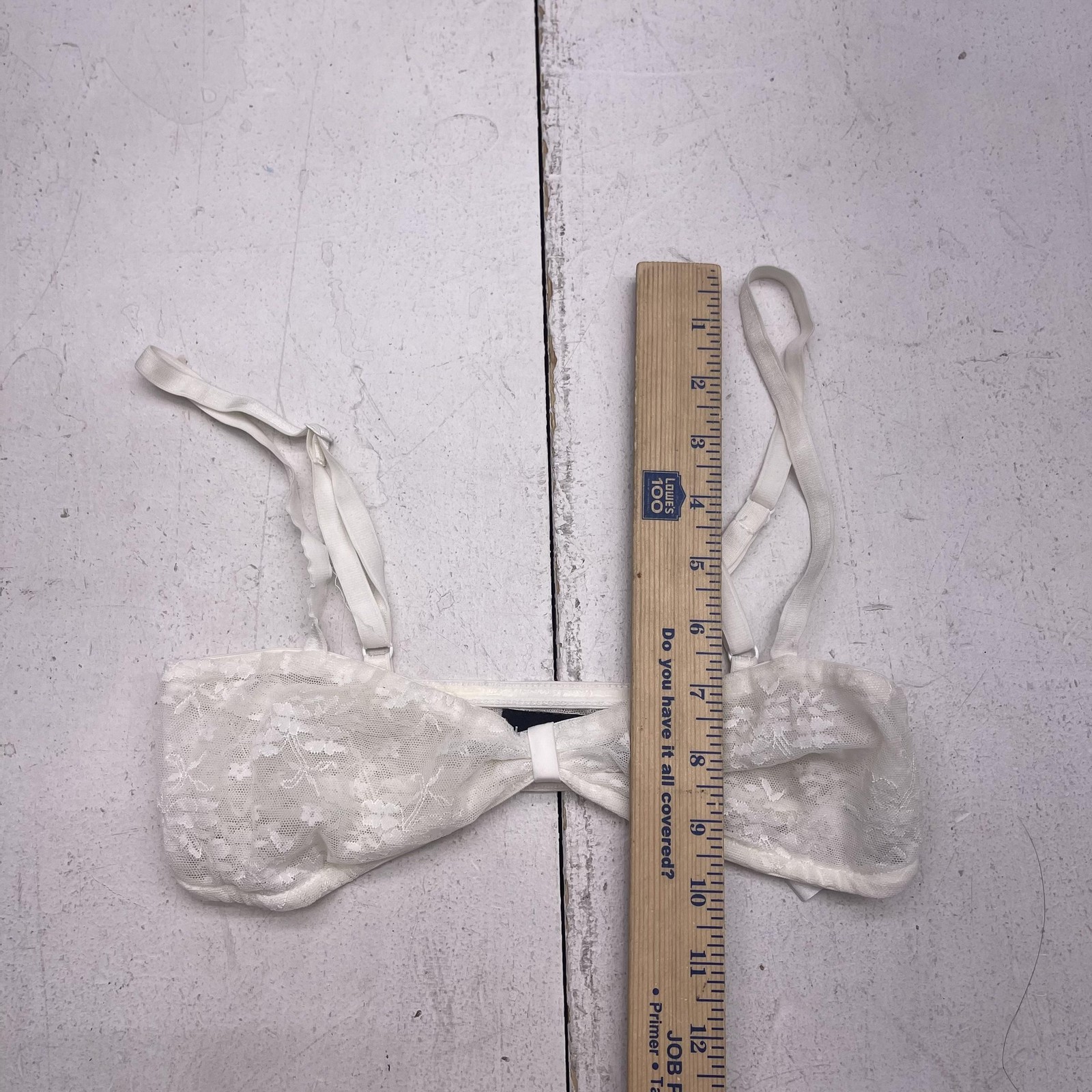 Lioness Bralette Bra Womens XS White Floral Lace Sheer Wireless Unlined Stretch