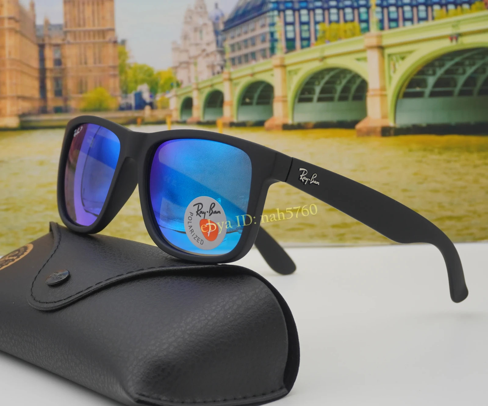 Ray-Ban Justin RB4165 Polarized Sunglasses 54mm Blue Mirror Lens Black UV400