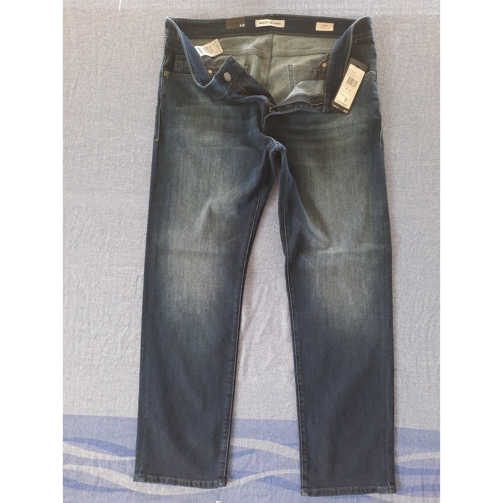 Mavi Zach Straight Leg Jeans Mens 36×32 Dark Brooklyn Blue Stretch Denim NWT