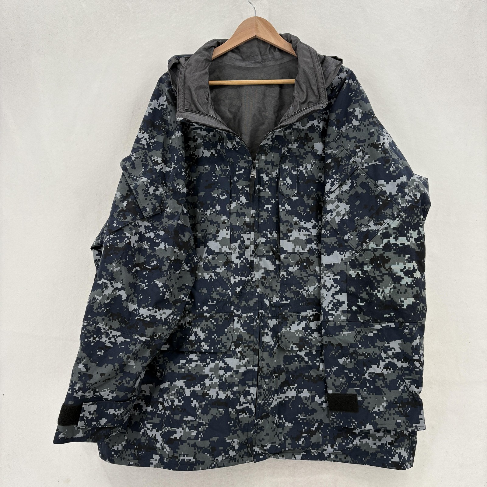 Gore-Tex Parka Coat Mens 2XLT Blue Digital Camo US Navy USN Waterproof Hooded