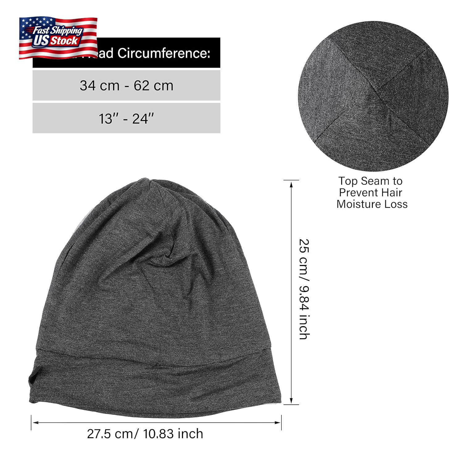 Geyoga 2 Pcs Silk Satin Bonnet for Sleeping Men Silk Satin Beanie with Adjustabl