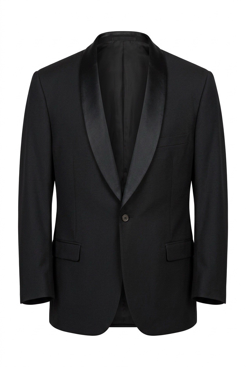 Lord West Black One Button Tuxedo Jacket Satin Shawl Lapel size 40S shoulder