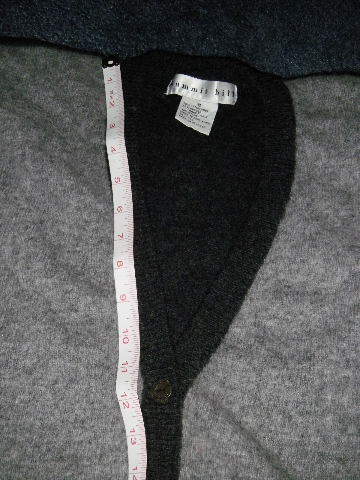 Summit Hill Vtg. Crdigan Sweaterr Women S Gray Lambswool Angora V-Neck Button Up