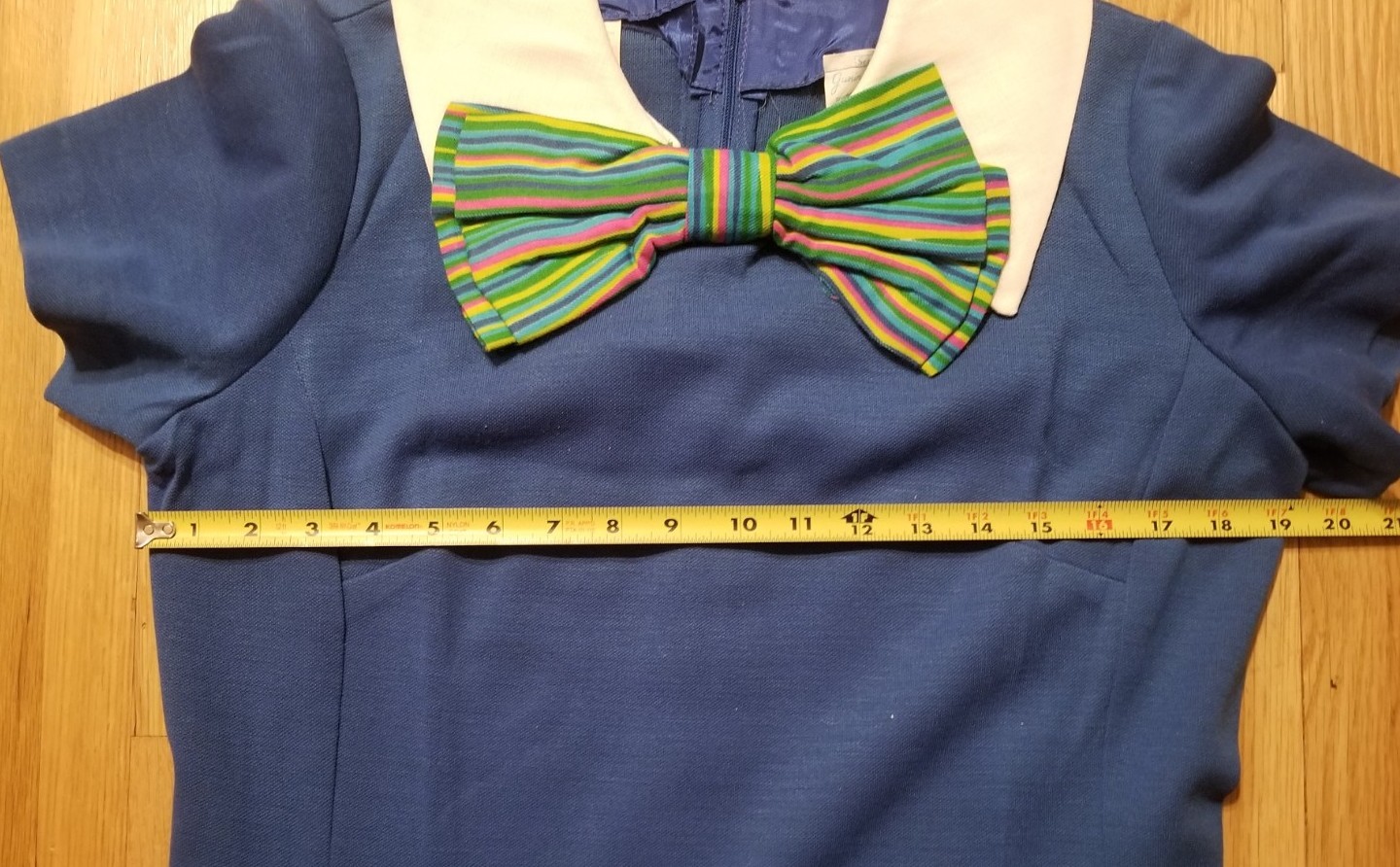 NOS Vintage SEARS 1960s JUNIOR BAZAAR Size 15 Polyester /Worsted Wool Blue Dress
